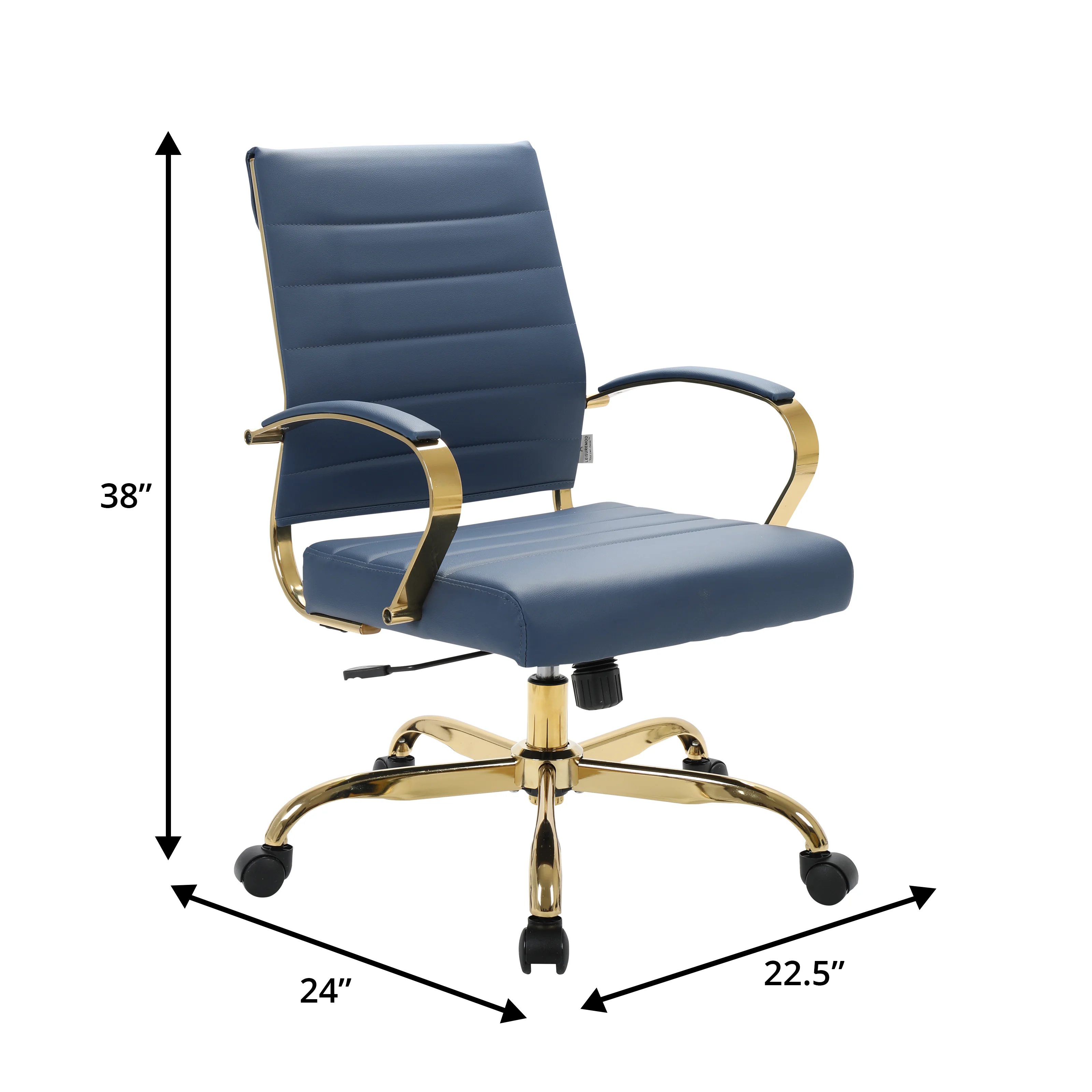 Benmar Home Leather Office Chair With Gold Frame