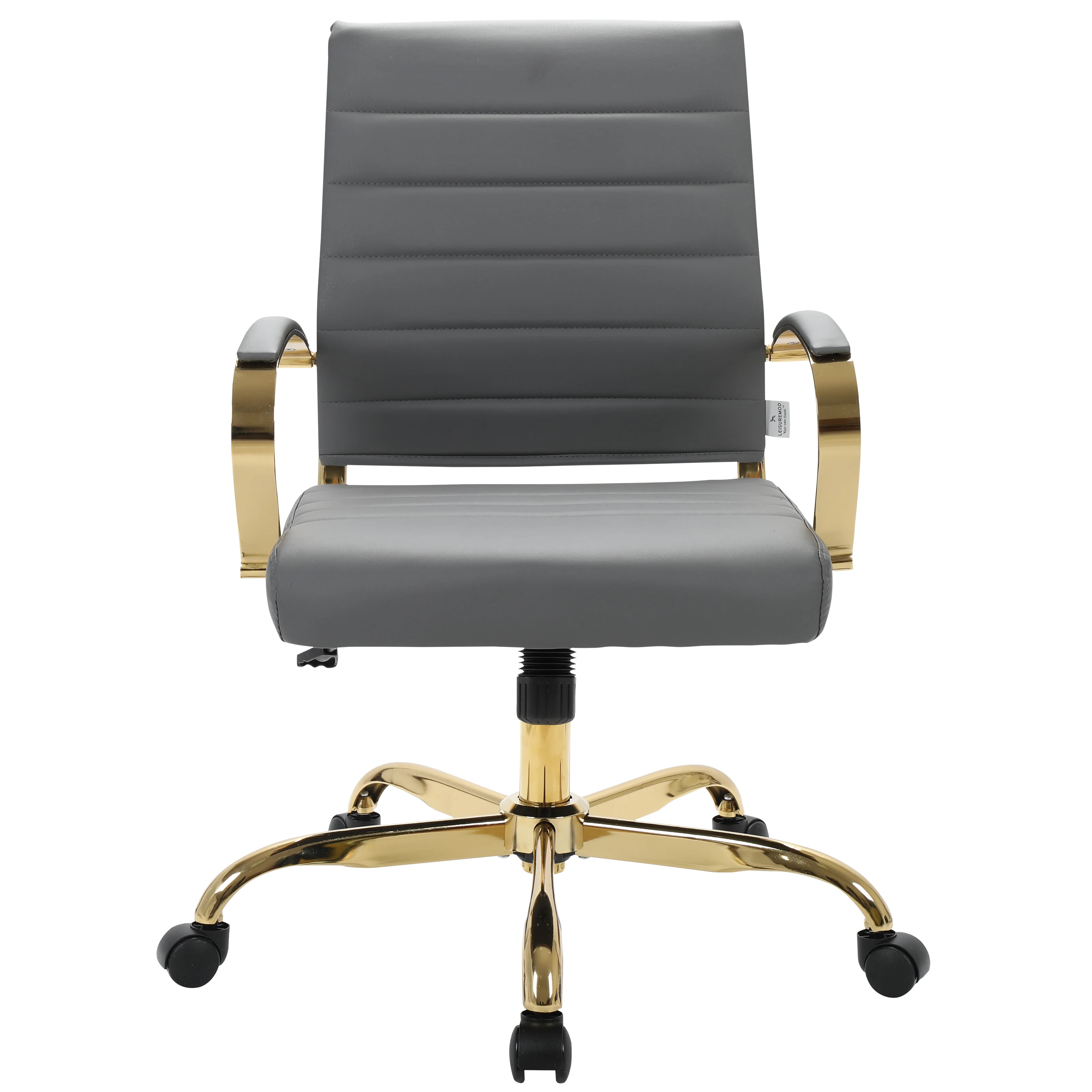 Benmar Home Leather Office Chair With Gold Frame