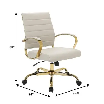 Benmar Home Leather Office Chair With Gold Frame