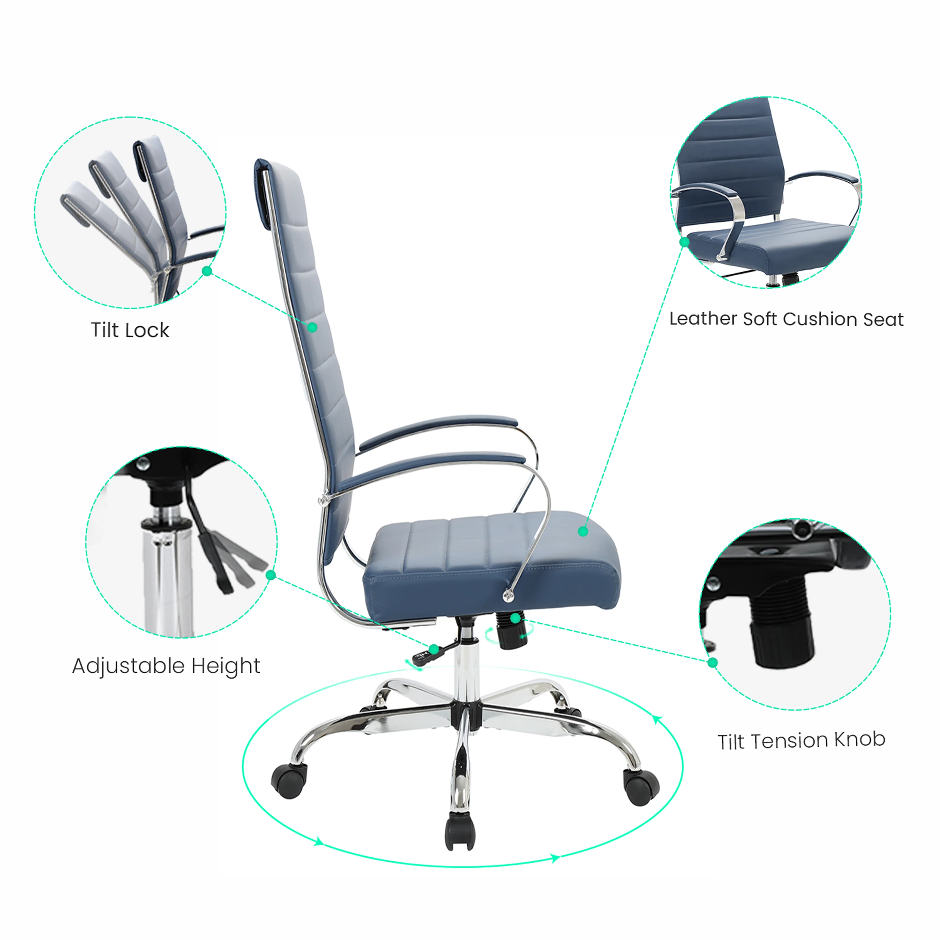 Benmar High-Back Leather Office Chair