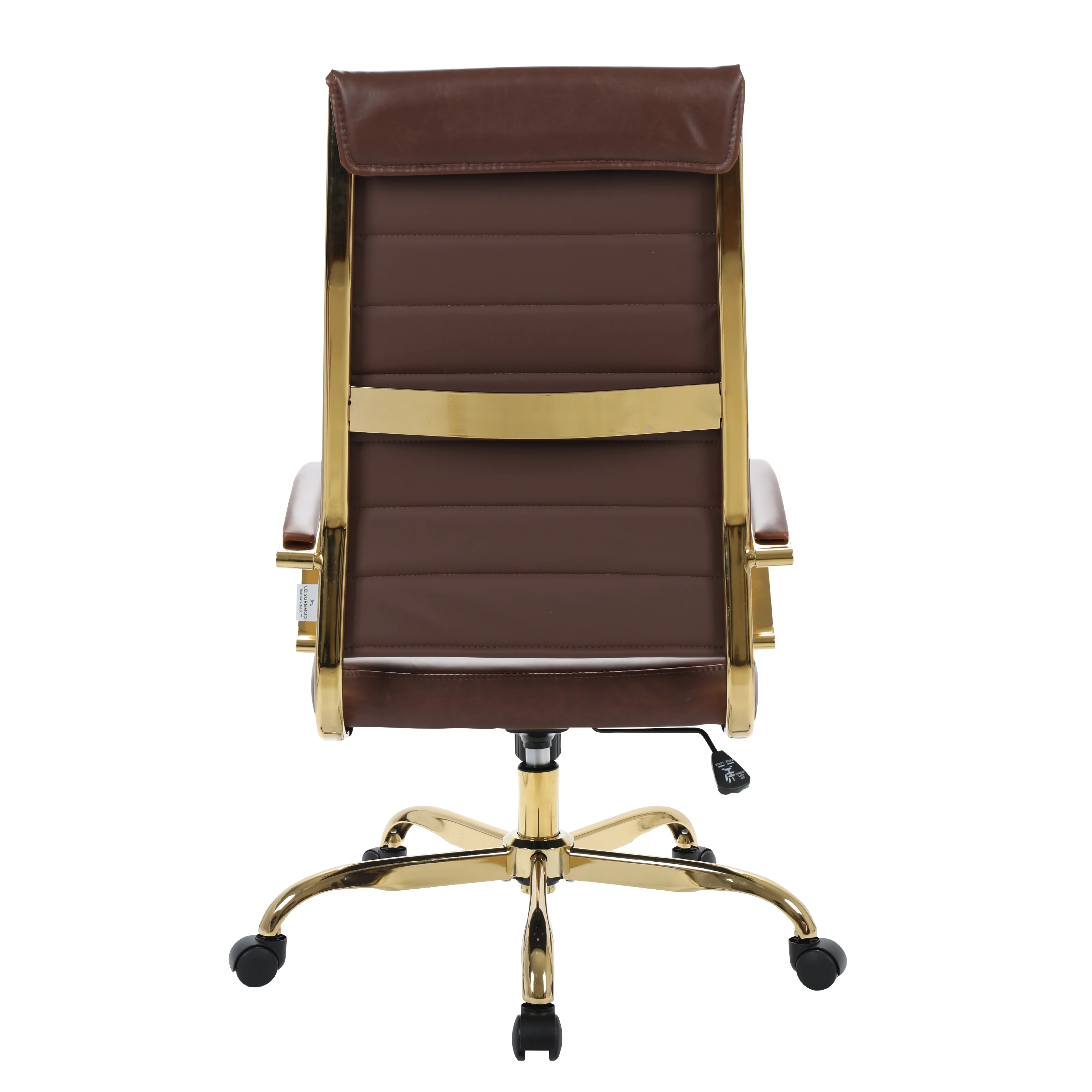 Benmar High-Back Leather Office Chair With Gold Frame