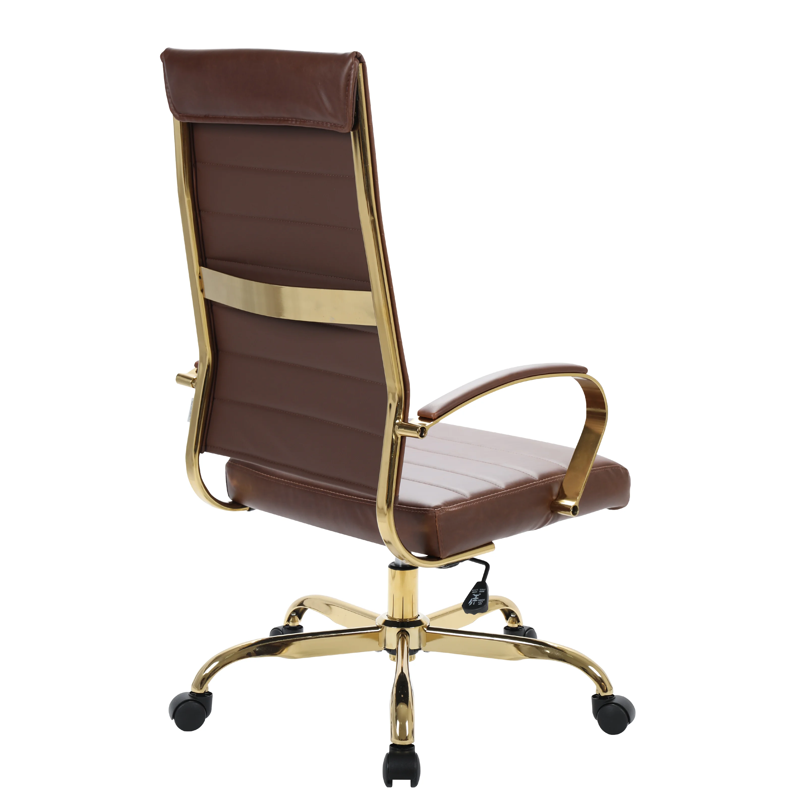 Benmar High-Back Leather Office Chair With Gold Frame