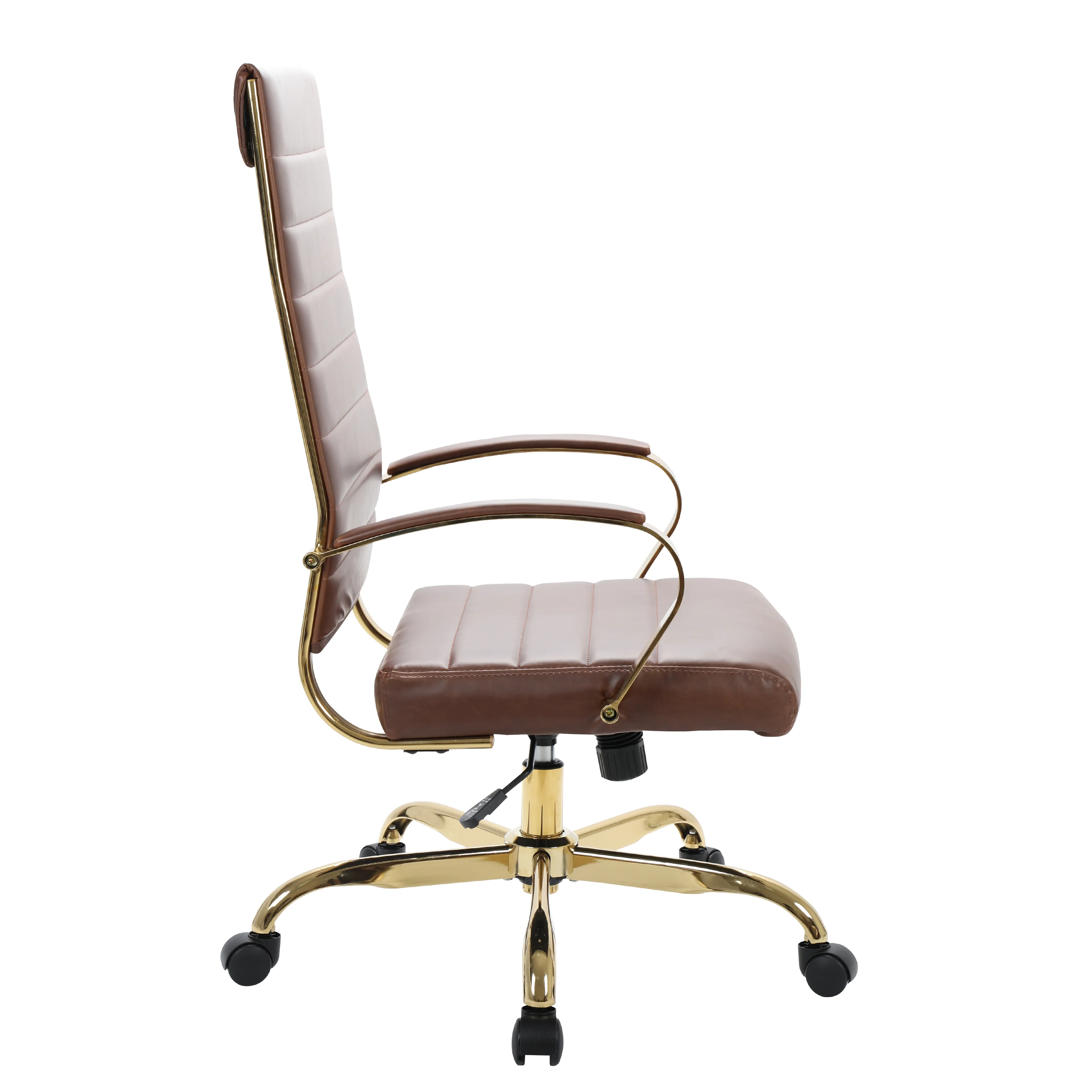 Benmar High-Back Leather Office Chair With Gold Frame