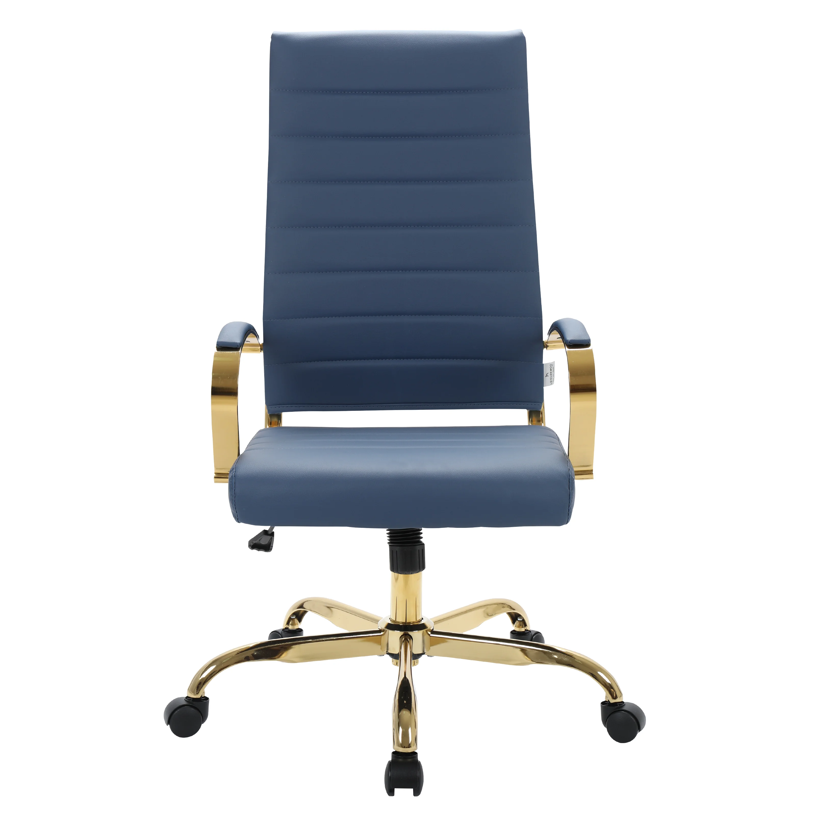Benmar High-Back Leather Office Chair With Gold Frame