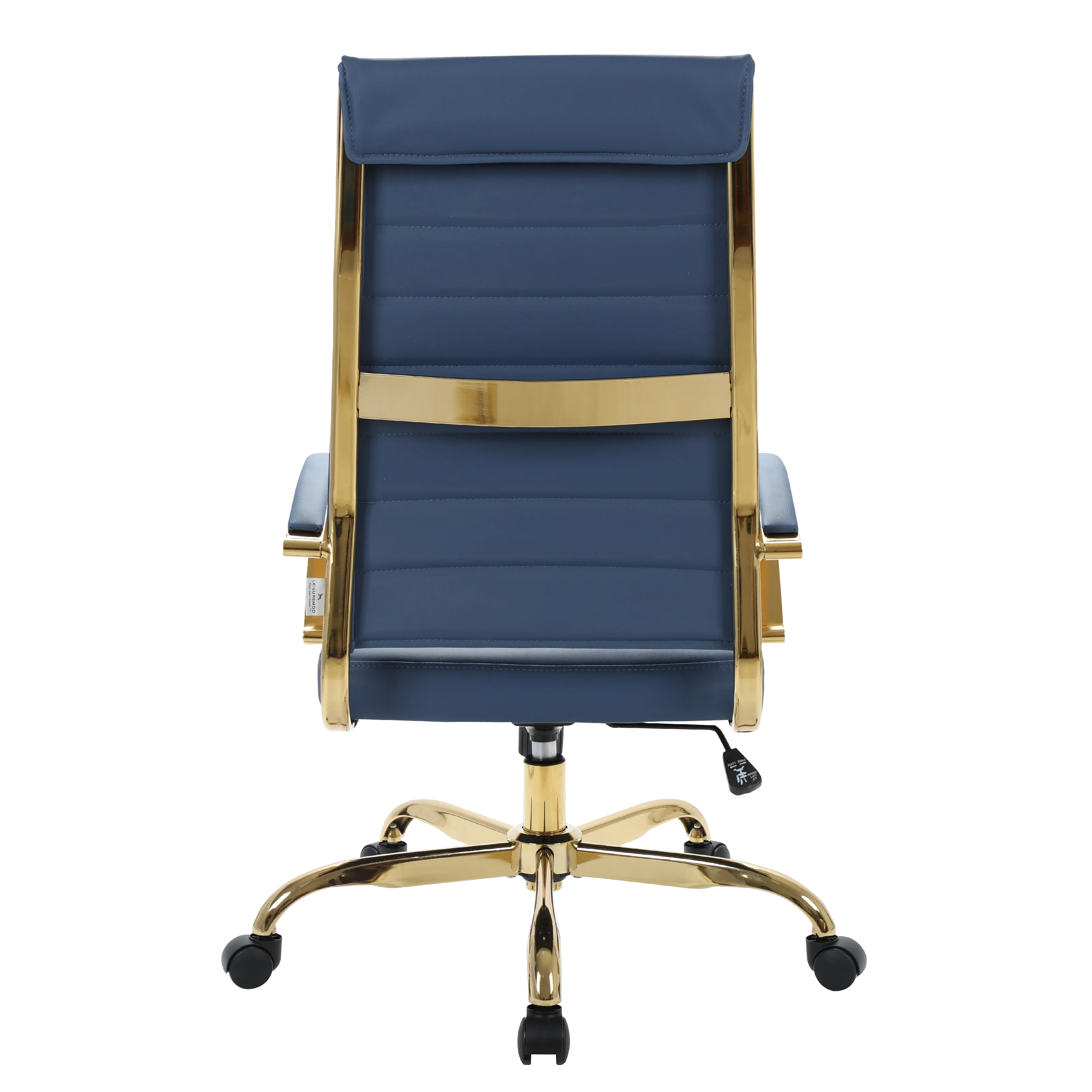 Benmar High-Back Leather Office Chair With Gold Frame