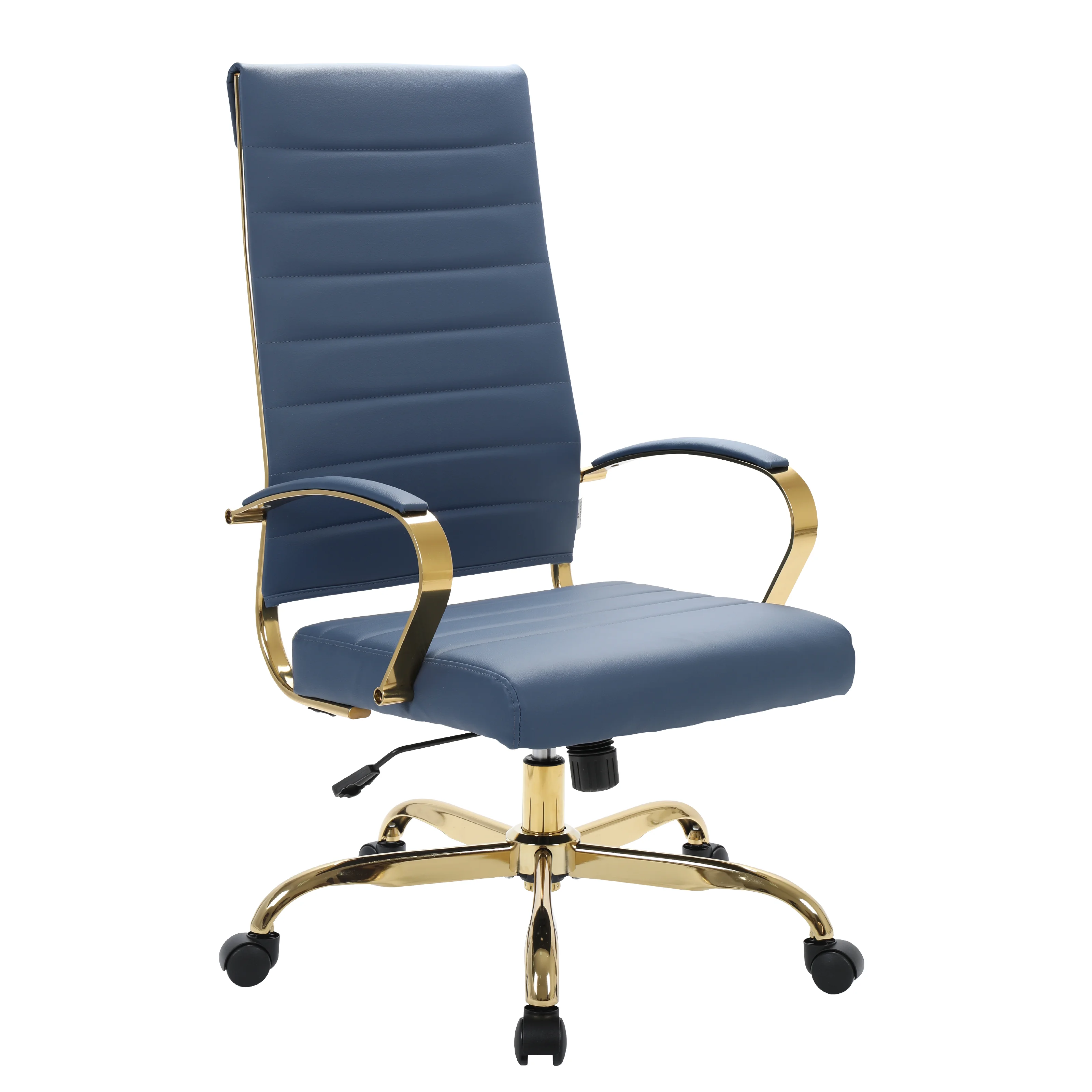 Benmar High-Back Leather Office Chair With Gold Frame