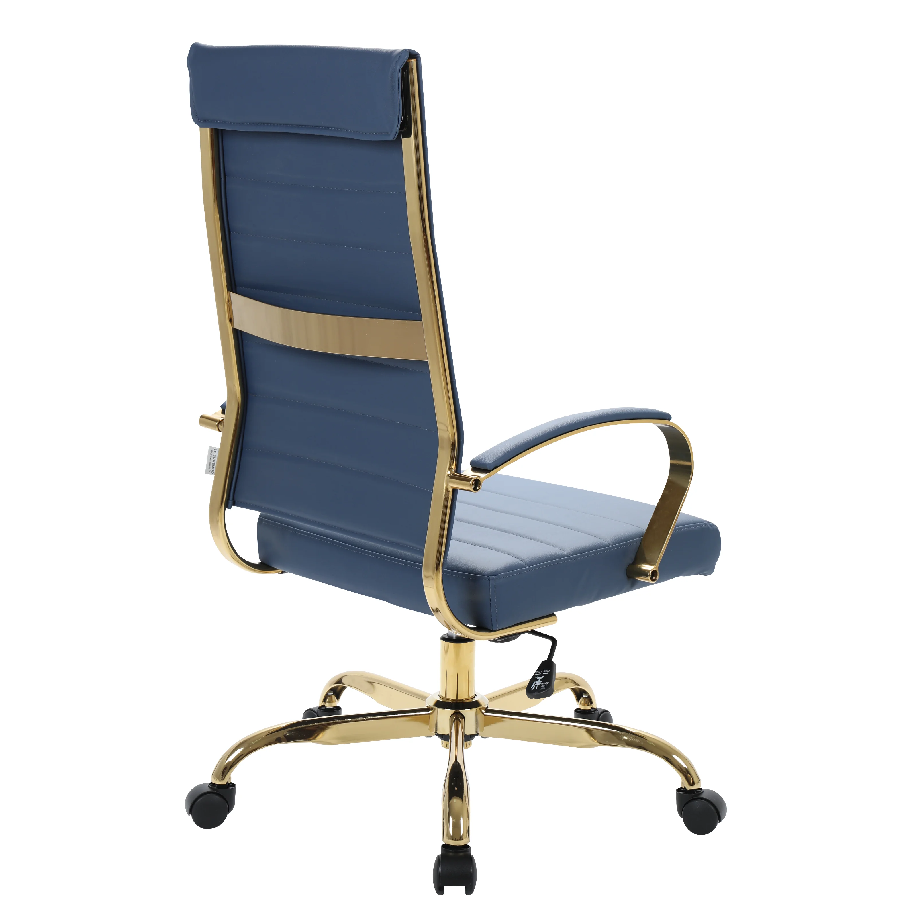 Benmar High-Back Leather Office Chair With Gold Frame