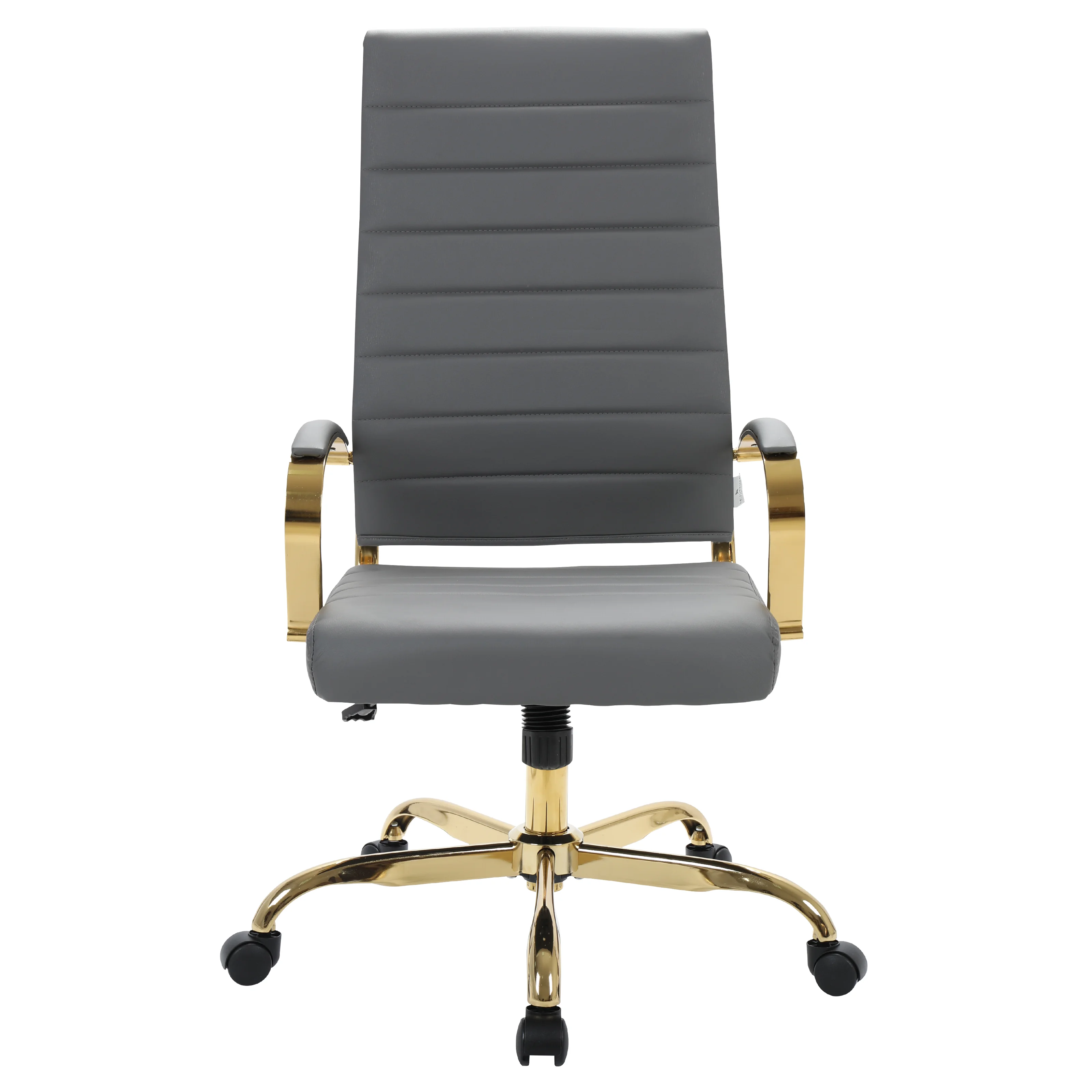 Benmar High-Back Leather Office Chair With Gold Frame