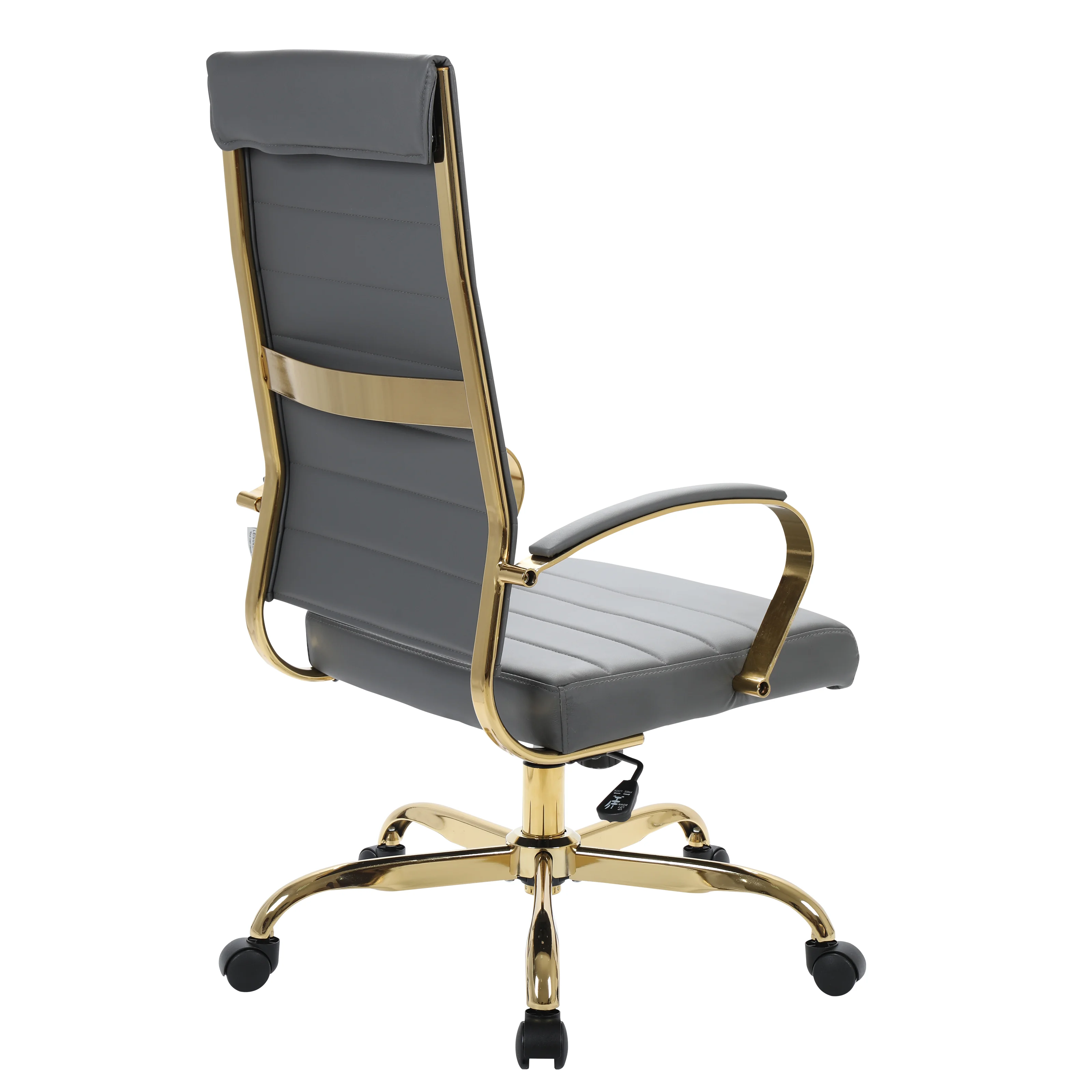 Benmar High-Back Leather Office Chair With Gold Frame