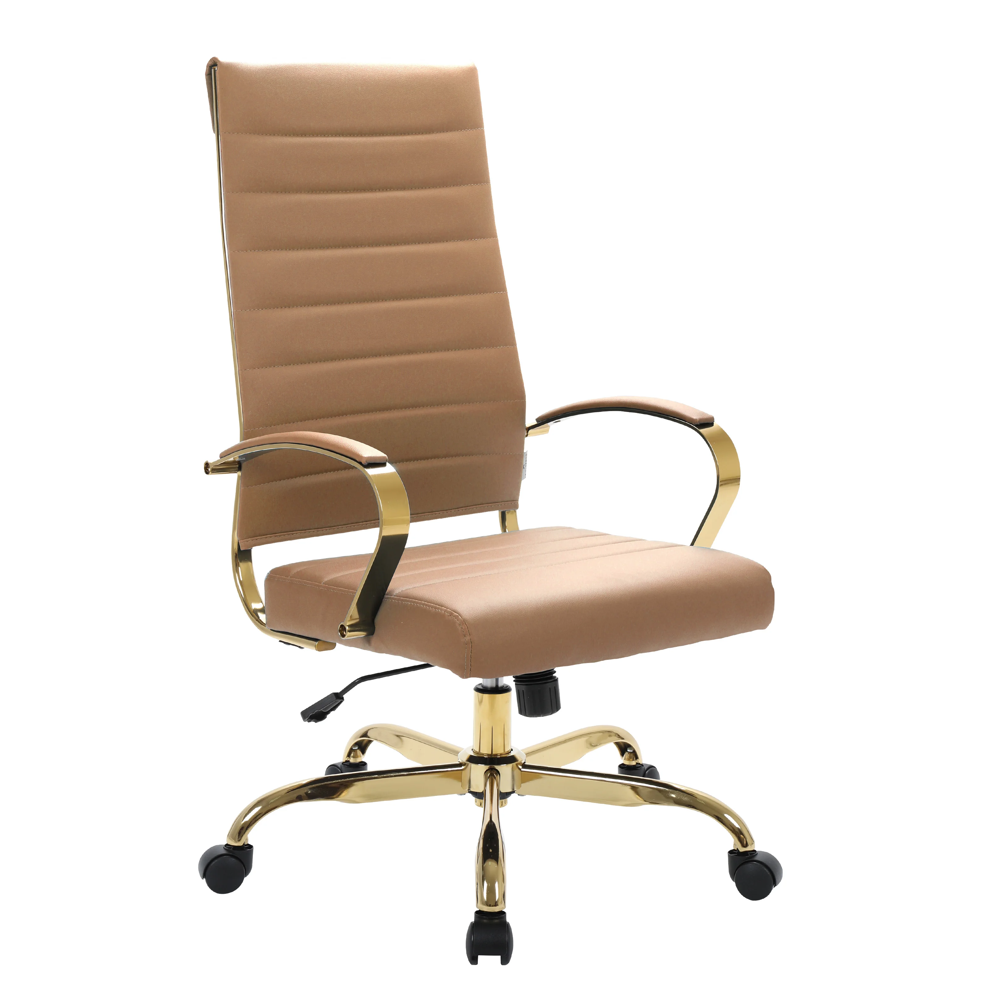 Benmar High-Back Leather Office Chair With Gold Frame