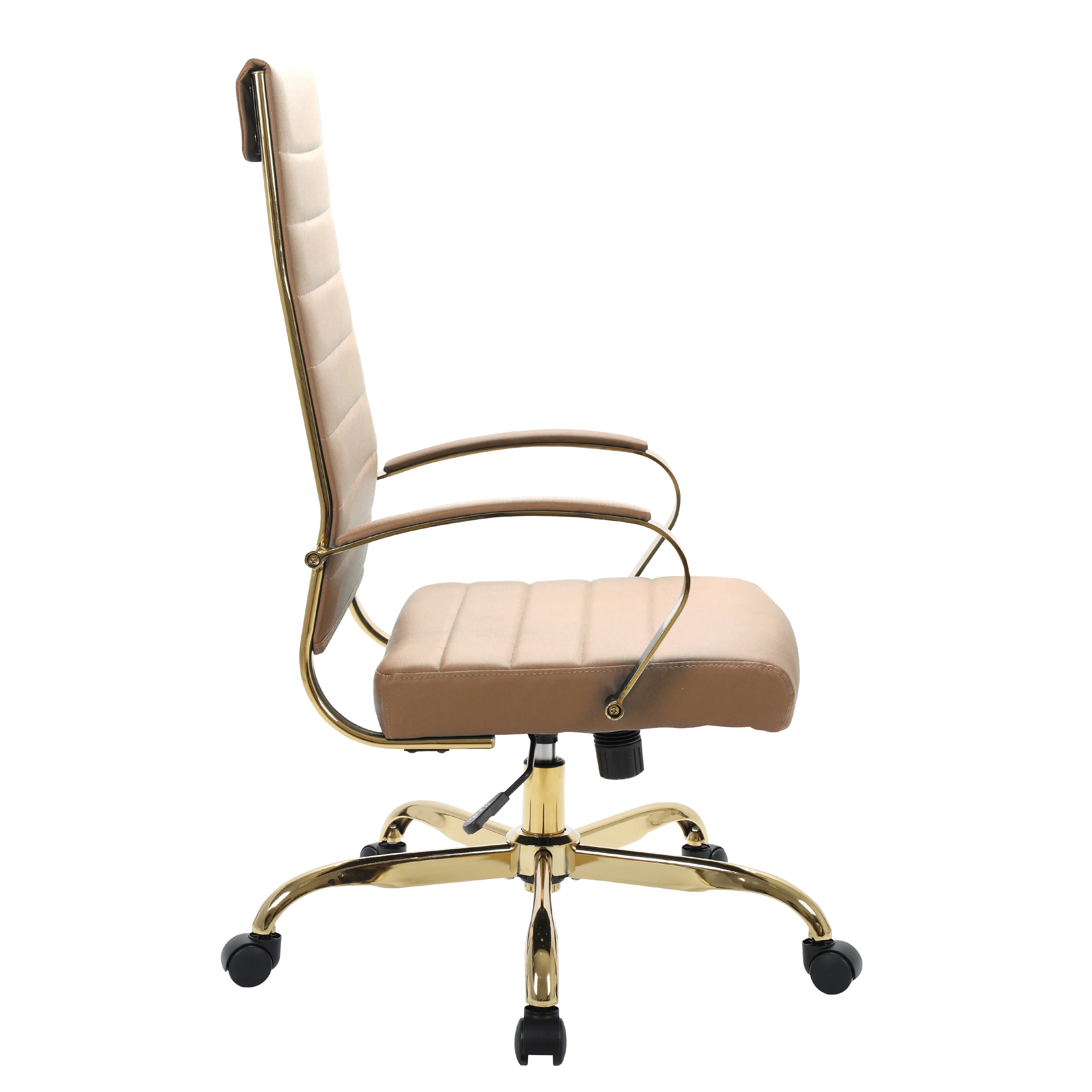Benmar High-Back Leather Office Chair With Gold Frame