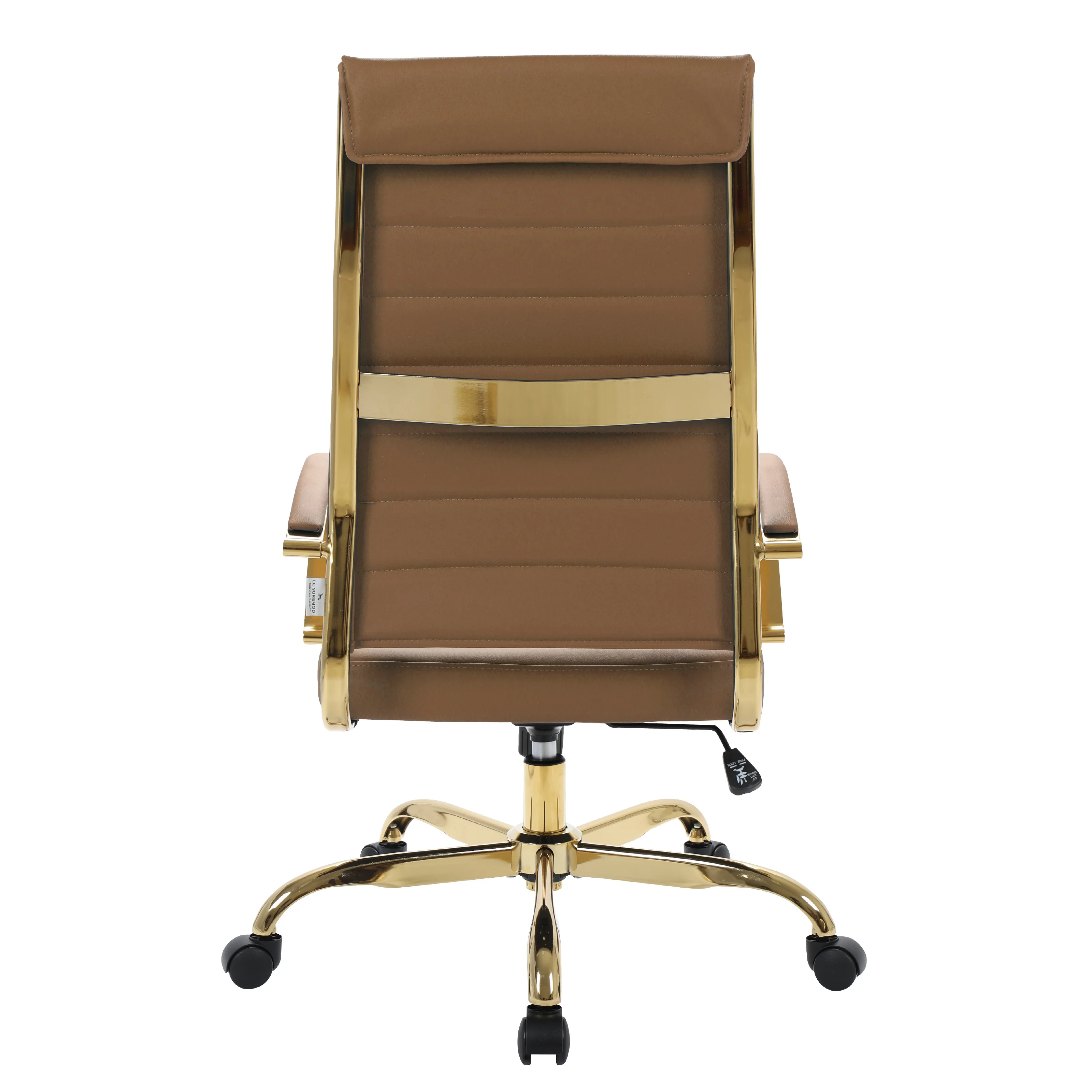 Benmar High-Back Leather Office Chair With Gold Frame