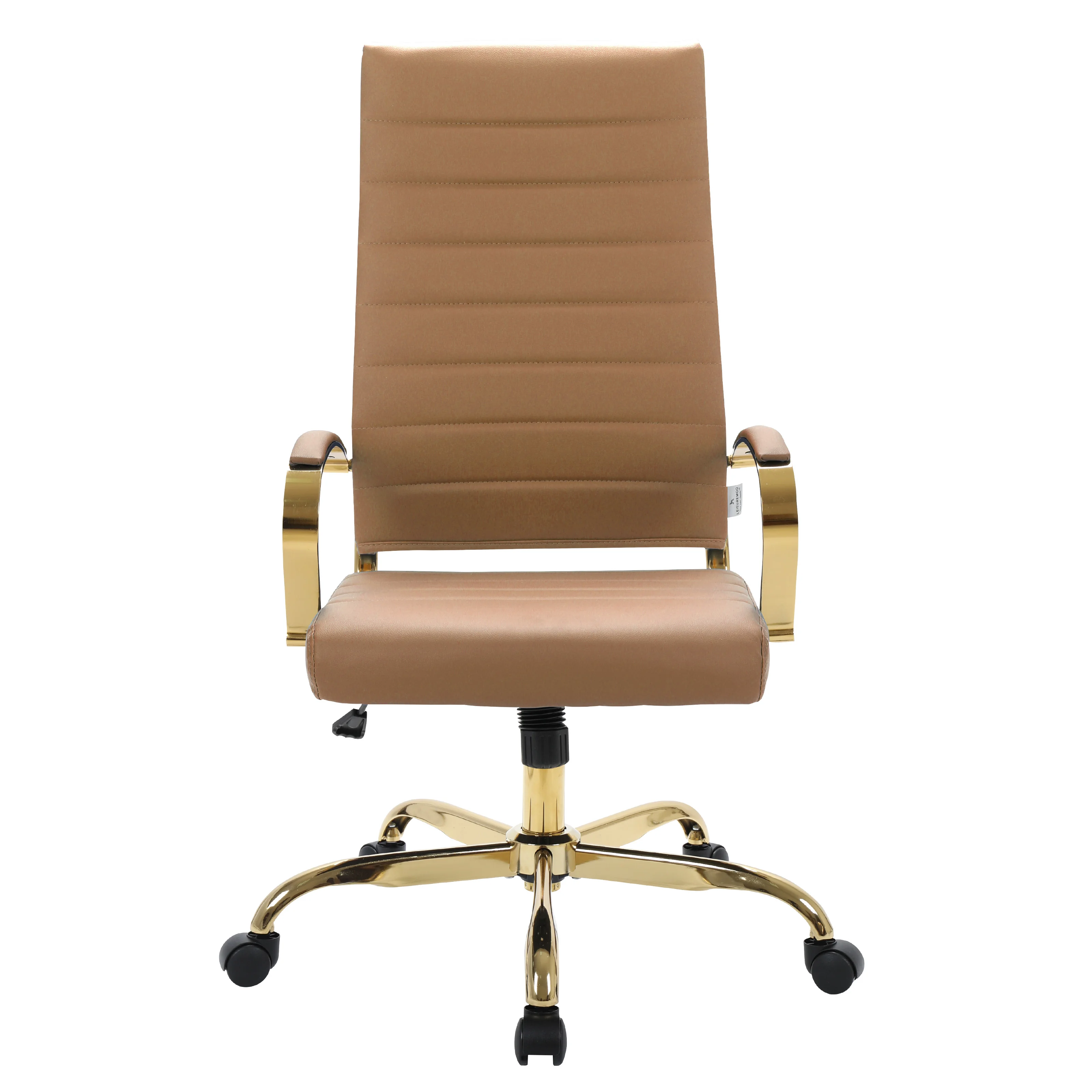 Benmar High-Back Leather Office Chair With Gold Frame