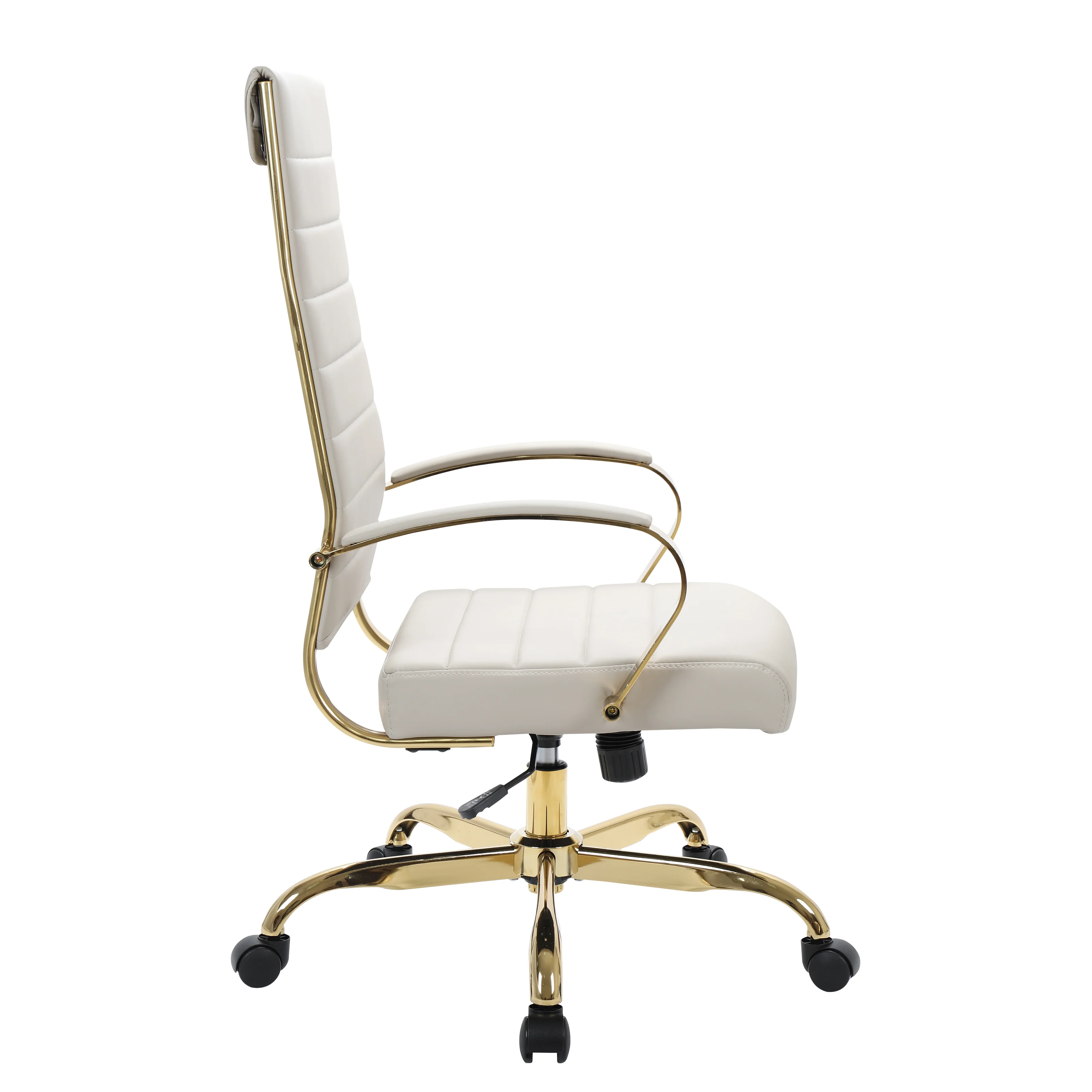 Benmar High-Back Leather Office Chair With Gold Frame