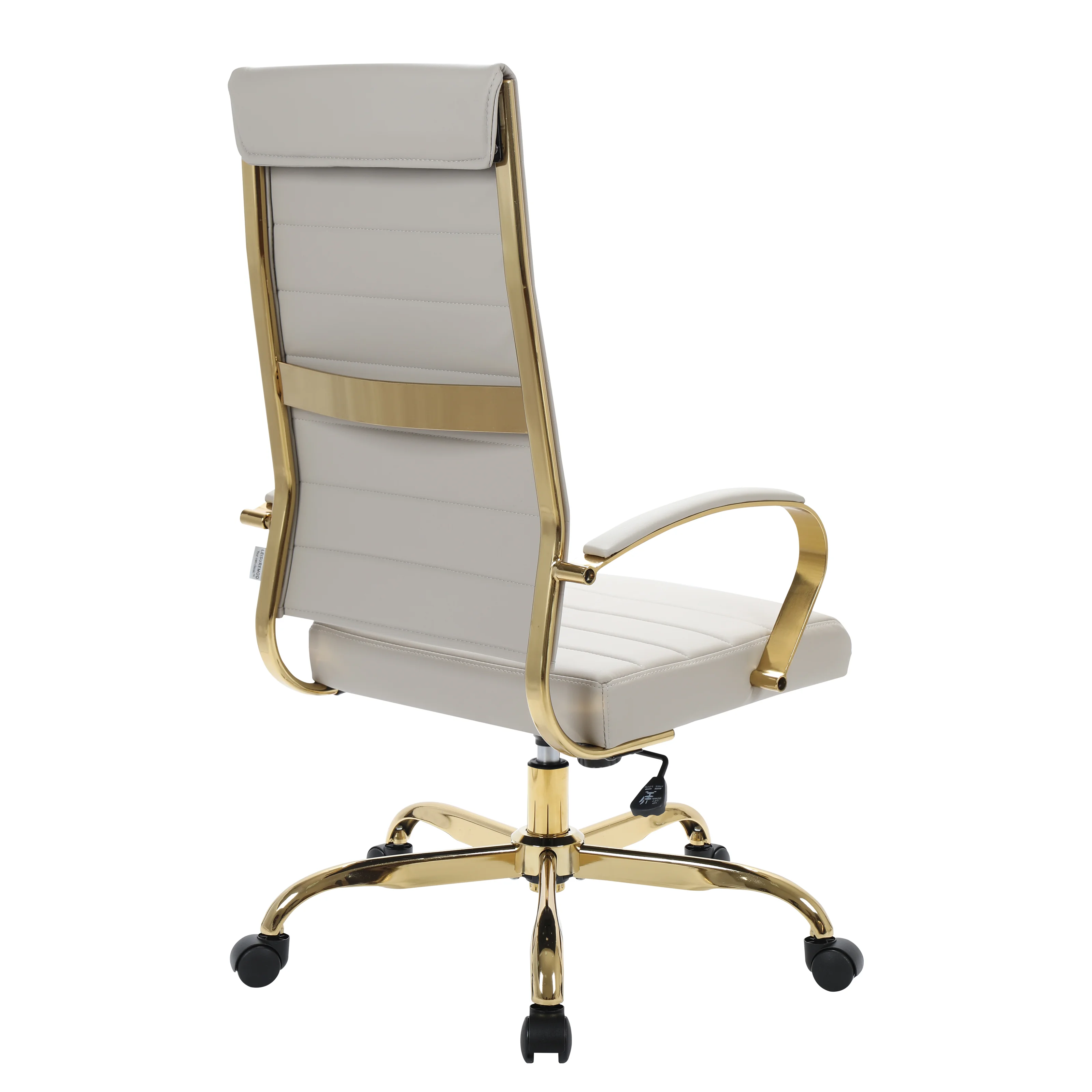Benmar High-Back Leather Office Chair With Gold Frame