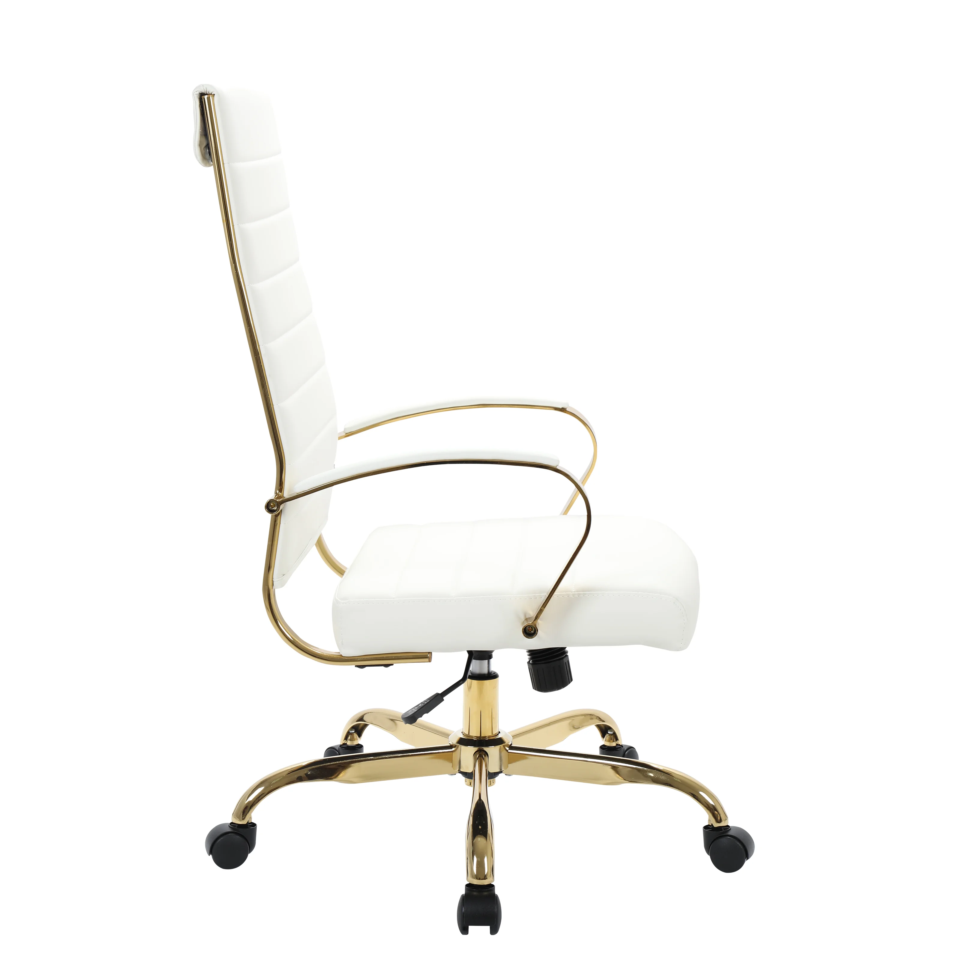 Benmar High-Back Leather Office Chair With Gold Frame