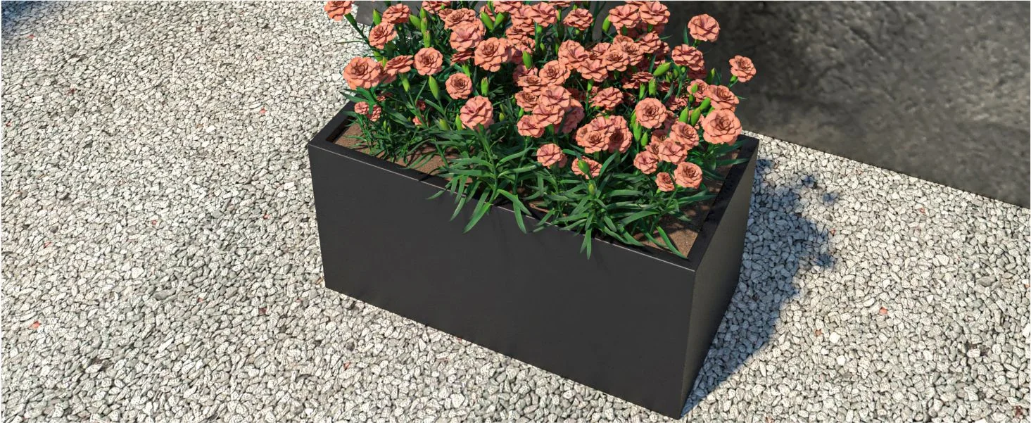 Bloom Series Poly Stone Planter 11.8" , 23.6" Long In Black