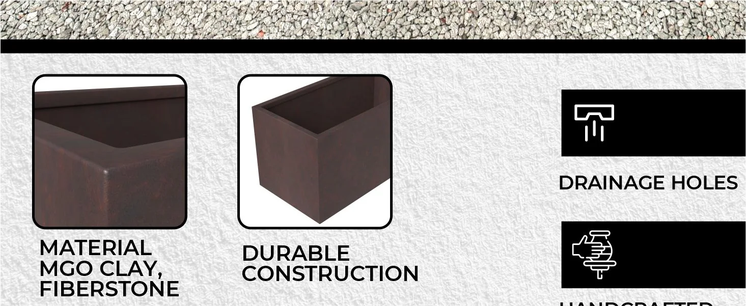 Bloom Series Poly Stone Planter 11.8" , 23.6" Long In Brown