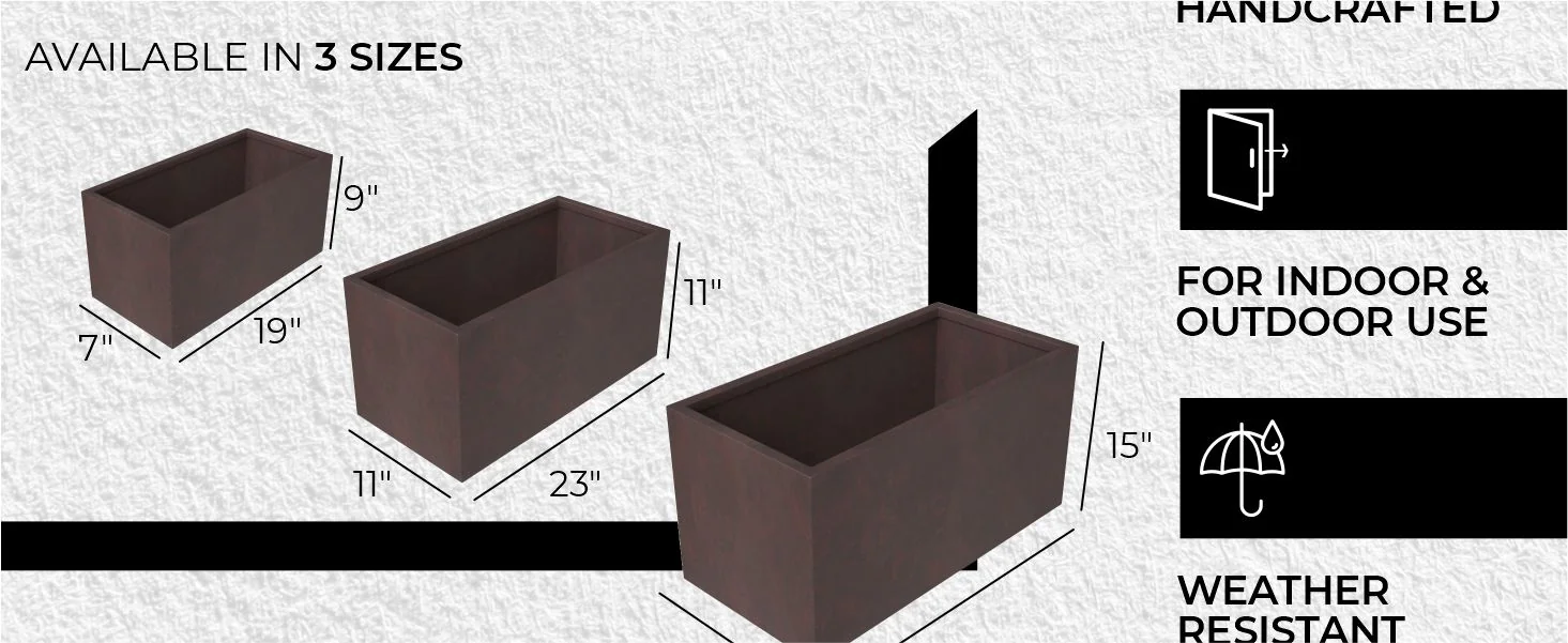 Bloom Series Poly Stone Planter 11.8" , 23.6" Long In Brown