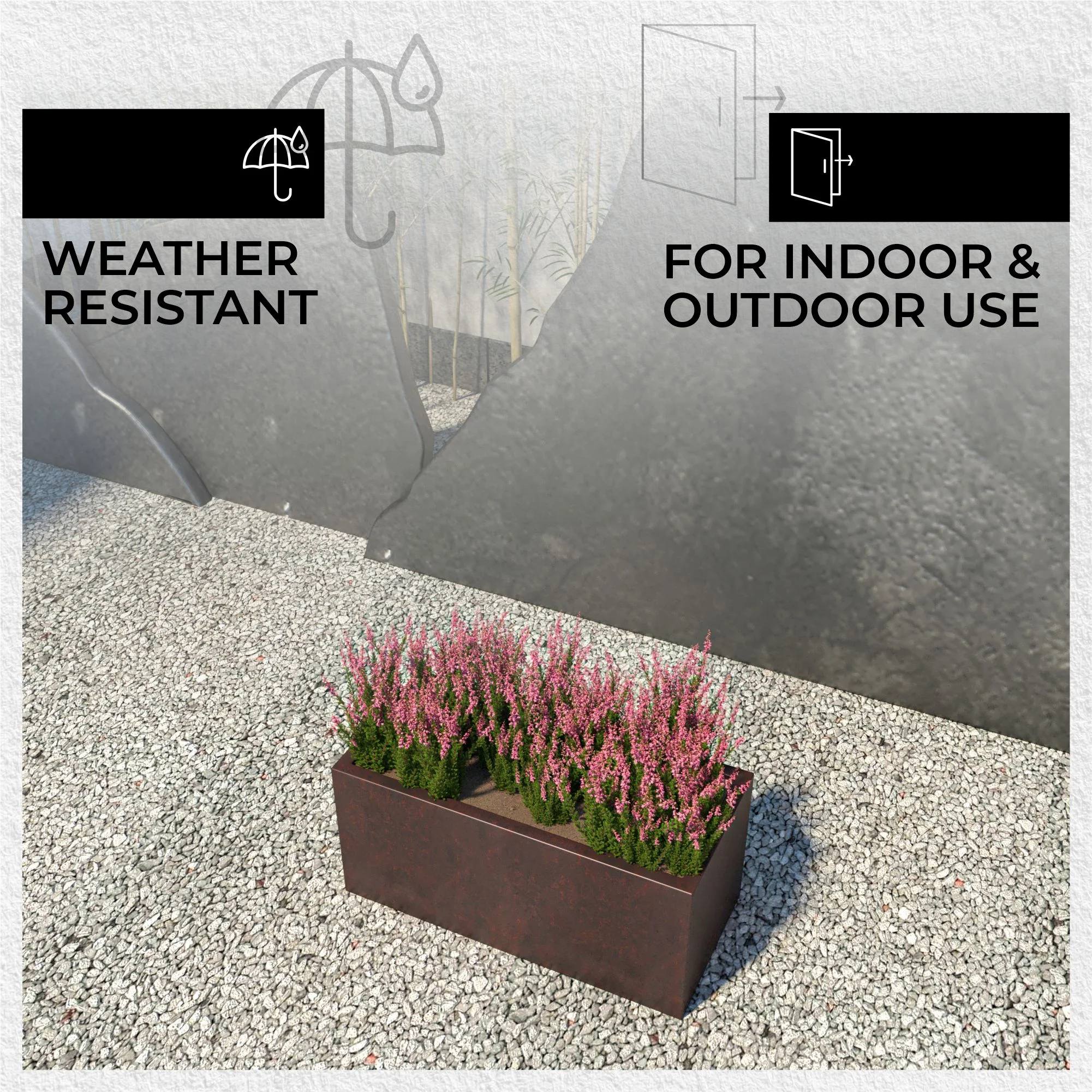 Bloom Series Poly Stone Planter 11.8" , 23.6" Long In Brown