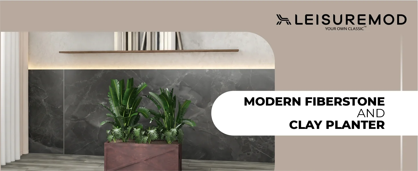 Bonsai Series Rectangle Poly Stone Planter in Brown 14.6 x 13 30 Long