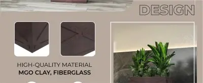 Bonsai Series Rectangle Poly Stone Planter in Brown 14.6 x 13 30 Long