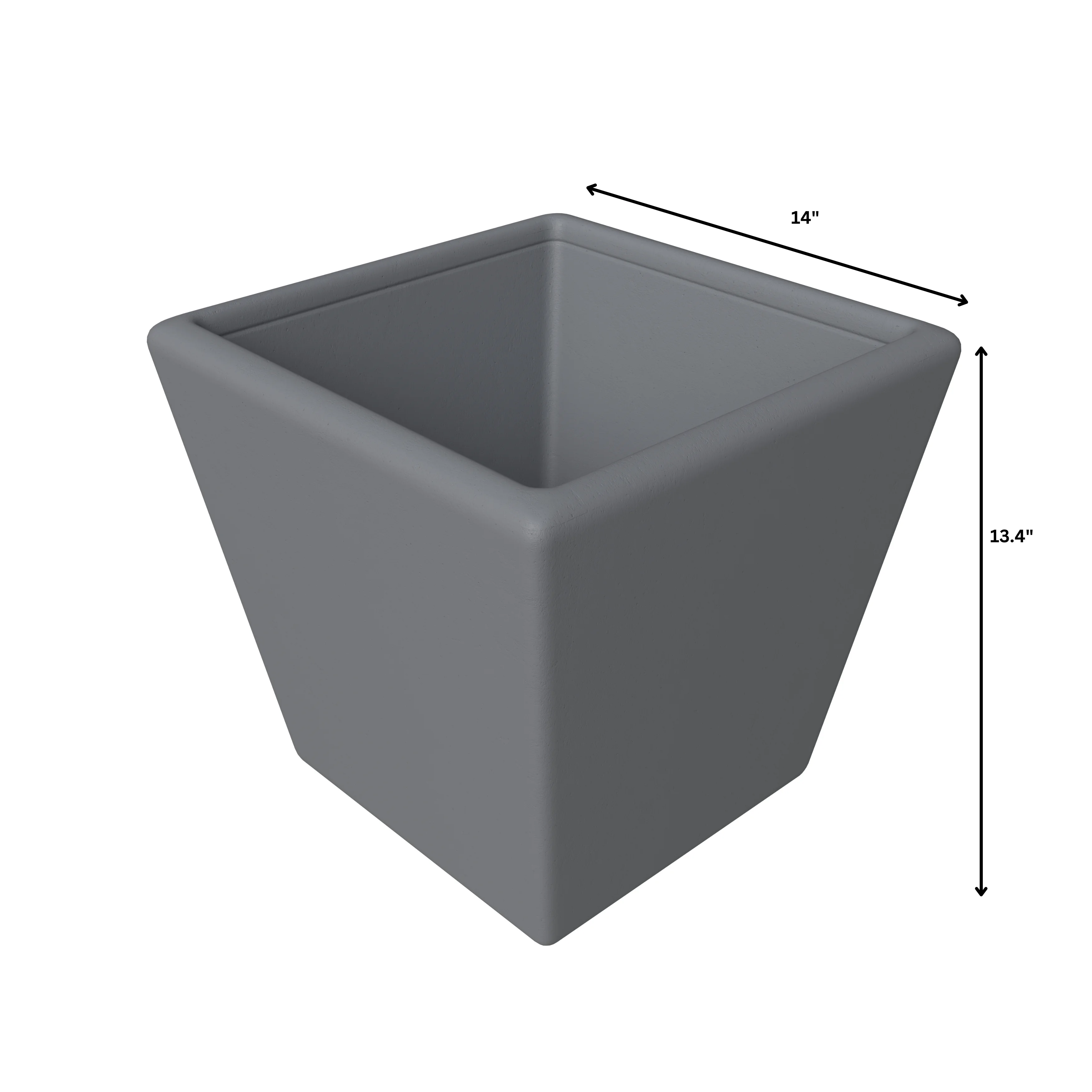 Blossom Series Poly Stone Planter in Dark Grey 14 Dia, 13.4 High