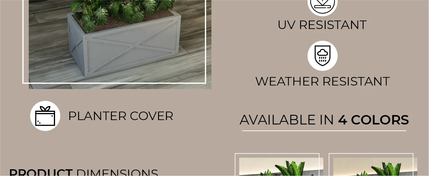 Bonsai Series Rectangle Poly Stone Planter in Grey 14.6 x 13 30 Long