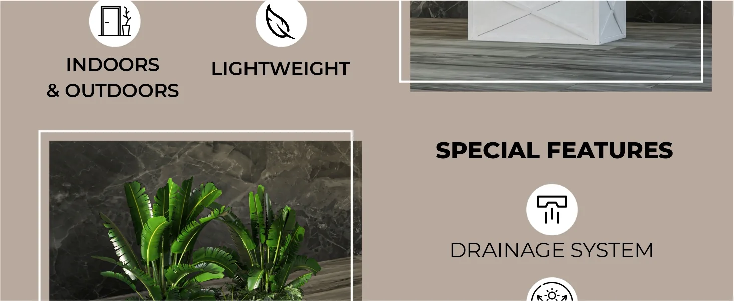 Bonsai Series Rectangle Poly Stone Planter in White 14.6 x 13 30 Long