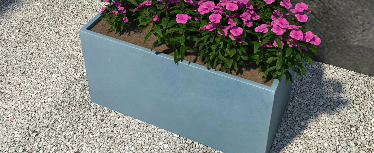 Bloom Series Poly Stone Planter 15.7" , 31.5" Long In Black Aged Concrete