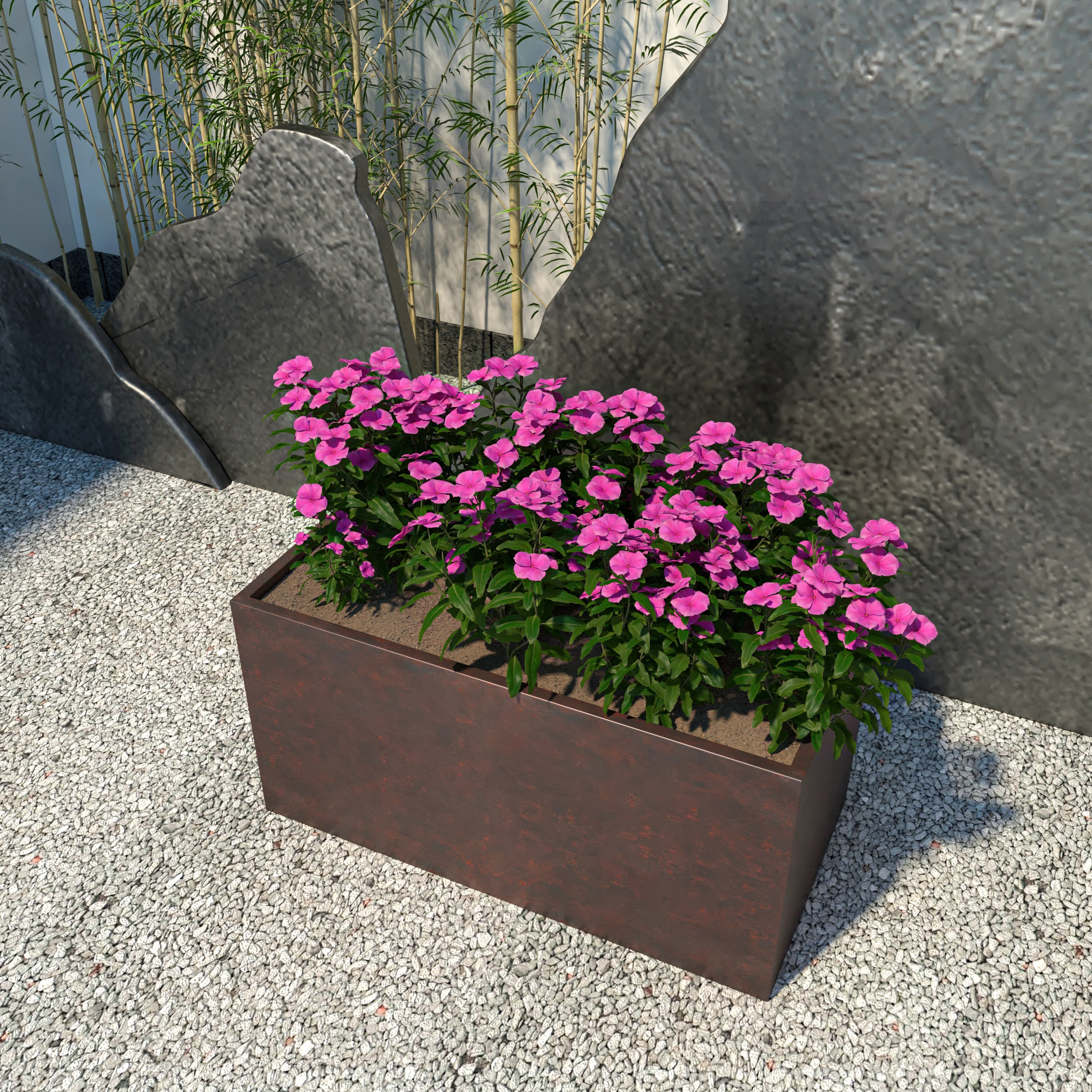 Bloom Series Poly Stone Planter 15.7" , 31.5" Long In Brown