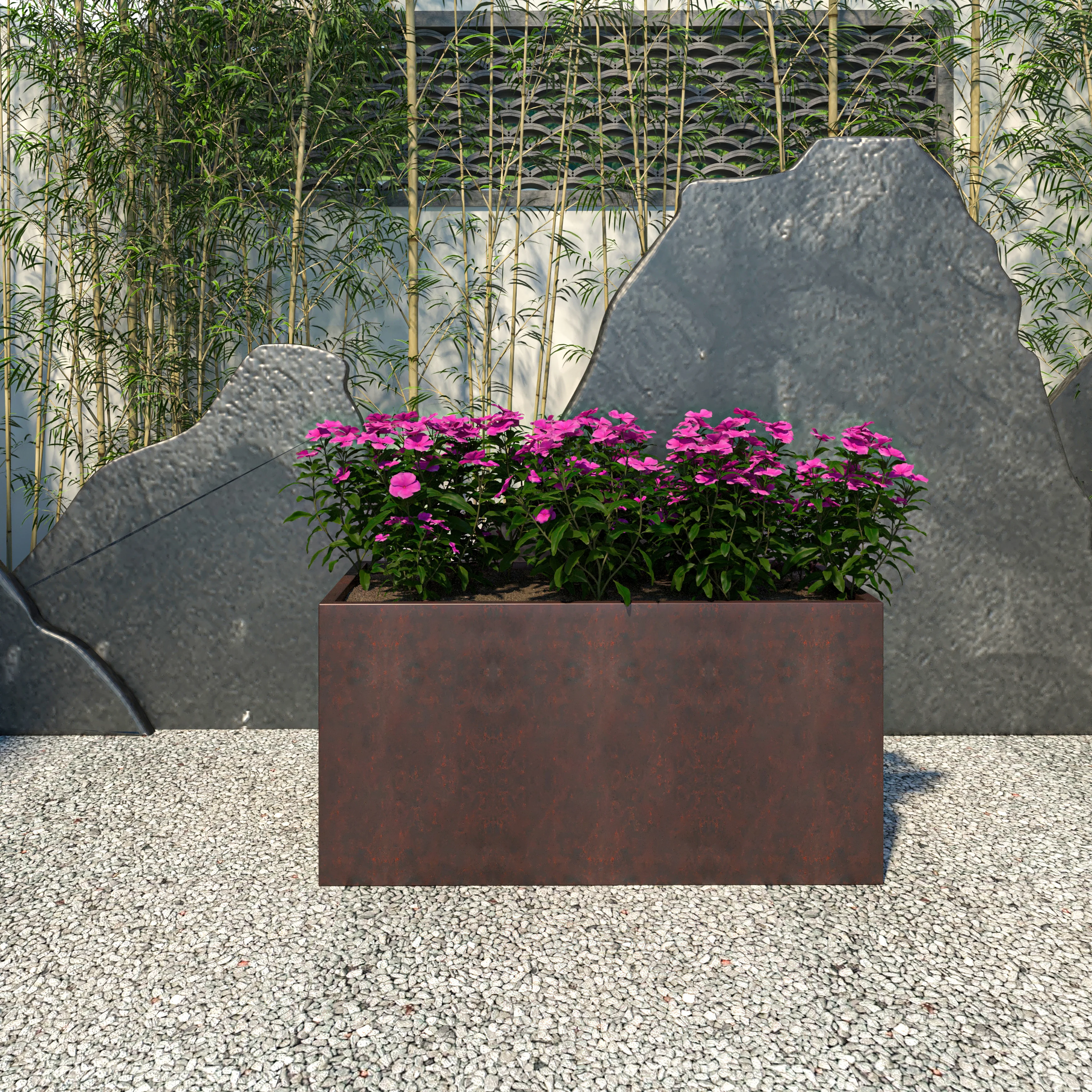 Bloom Series Poly Stone Planter 15.7" , 31.5" Long In Brown