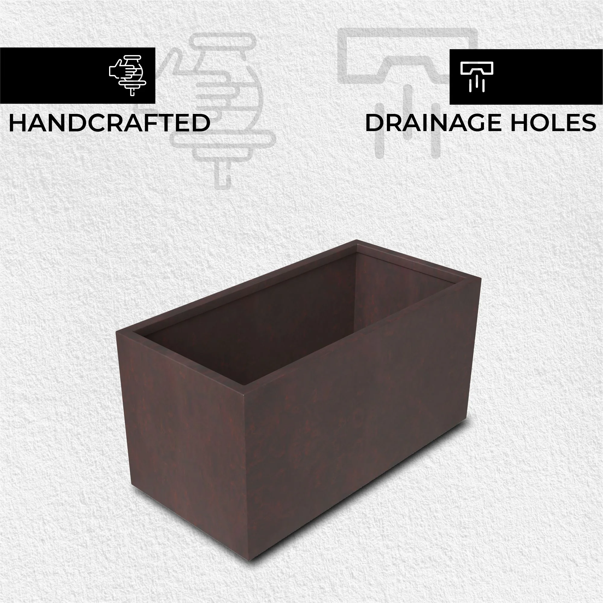 Bloom Series Poly Stone Planter 15.7" , 31.5" Long In Brown