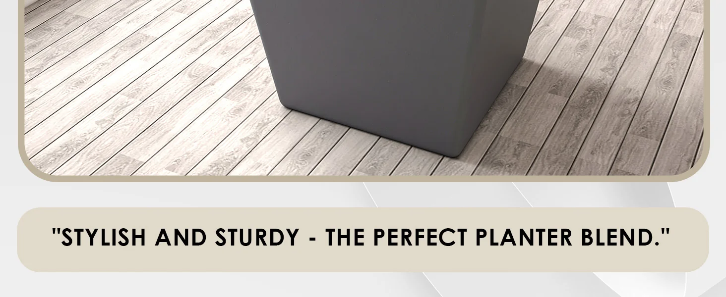 Blossom Series Poly Stone Planter in Dark Grey 19.7 Dia, 19 High