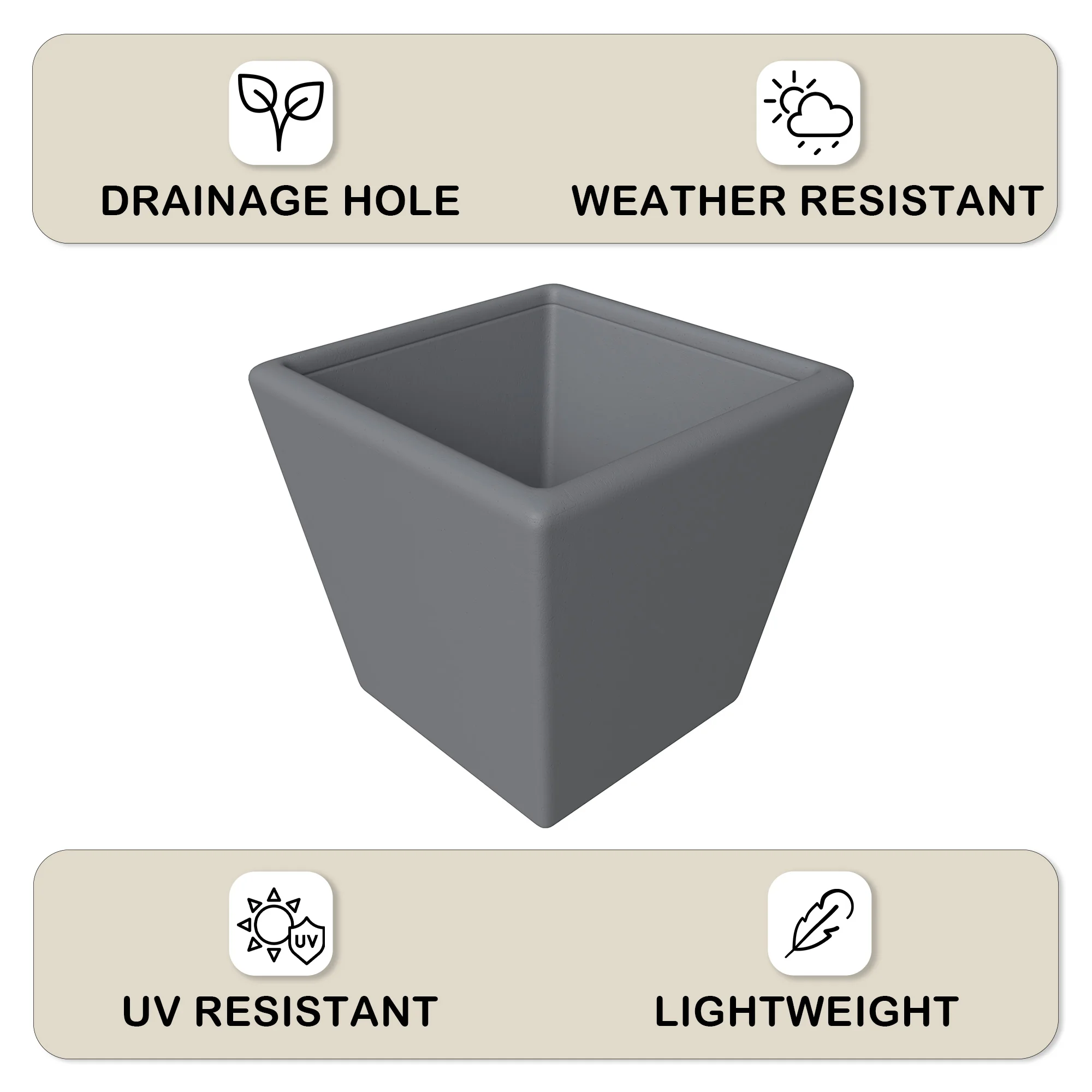 Blossom Series Poly Stone Planter in Dark Grey 19.7 Dia, 19 High