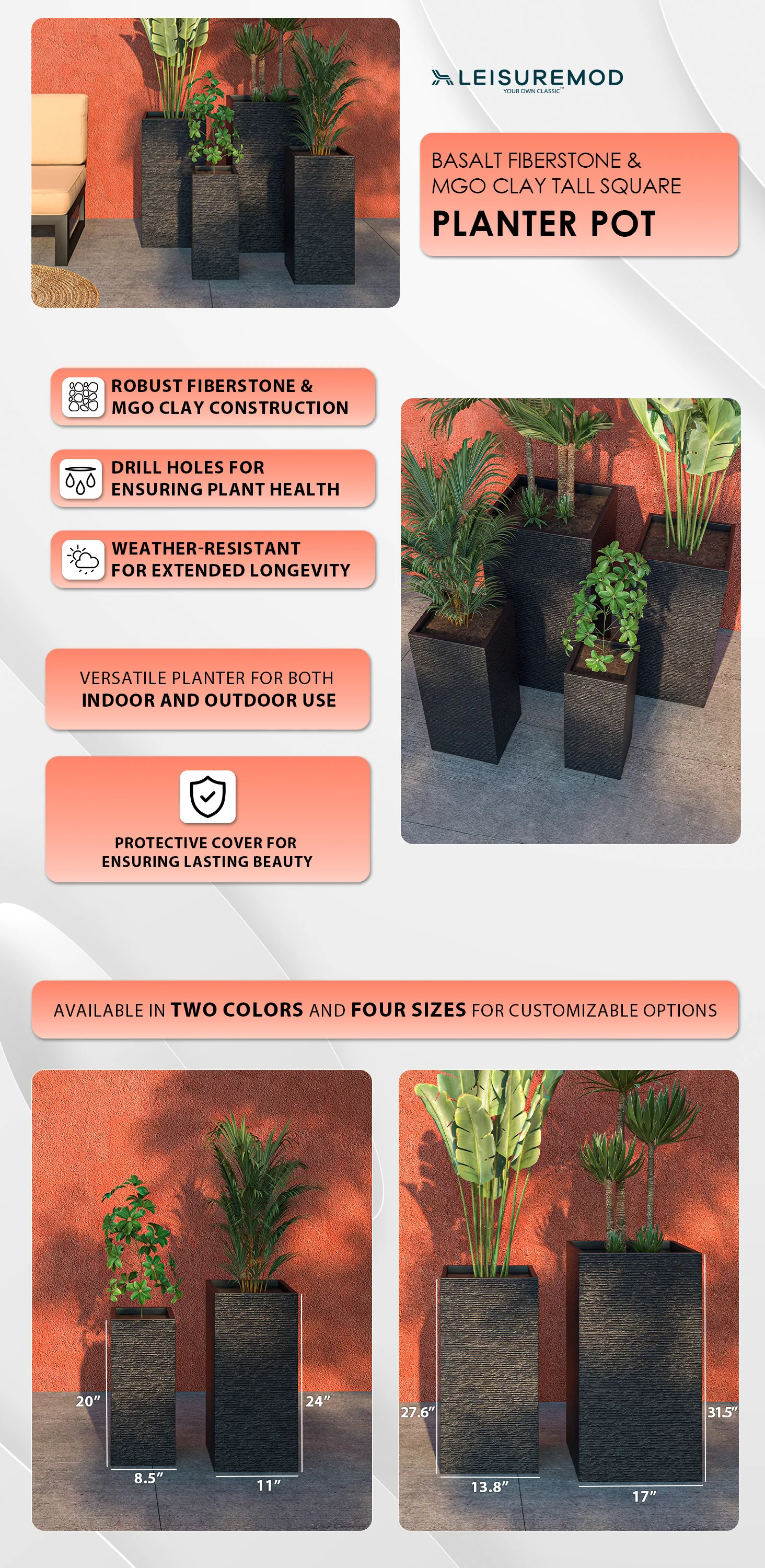 Basalt Planter Set Black