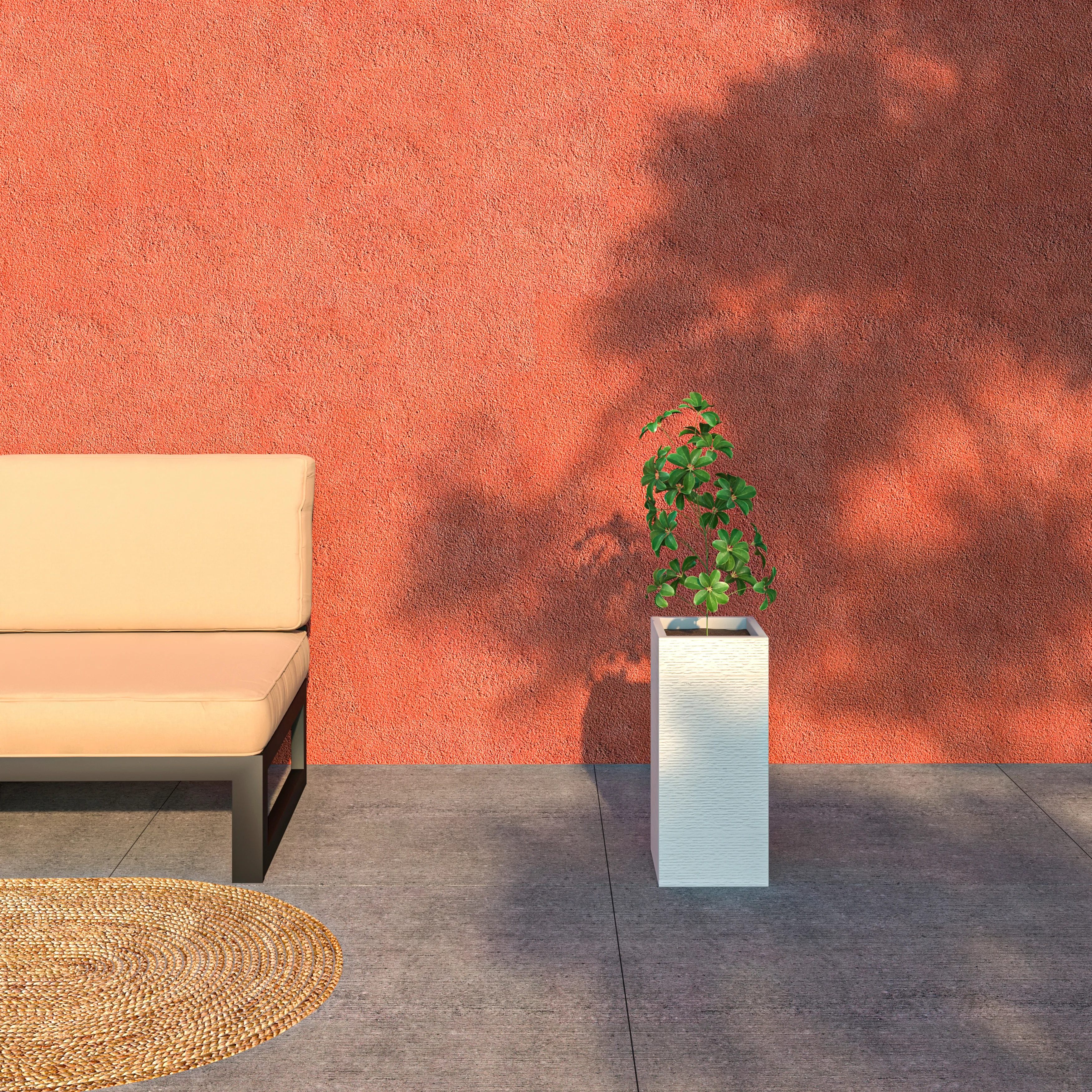 Basalt Series Poly Stone Planter 8.7" Square 19.7" High in White