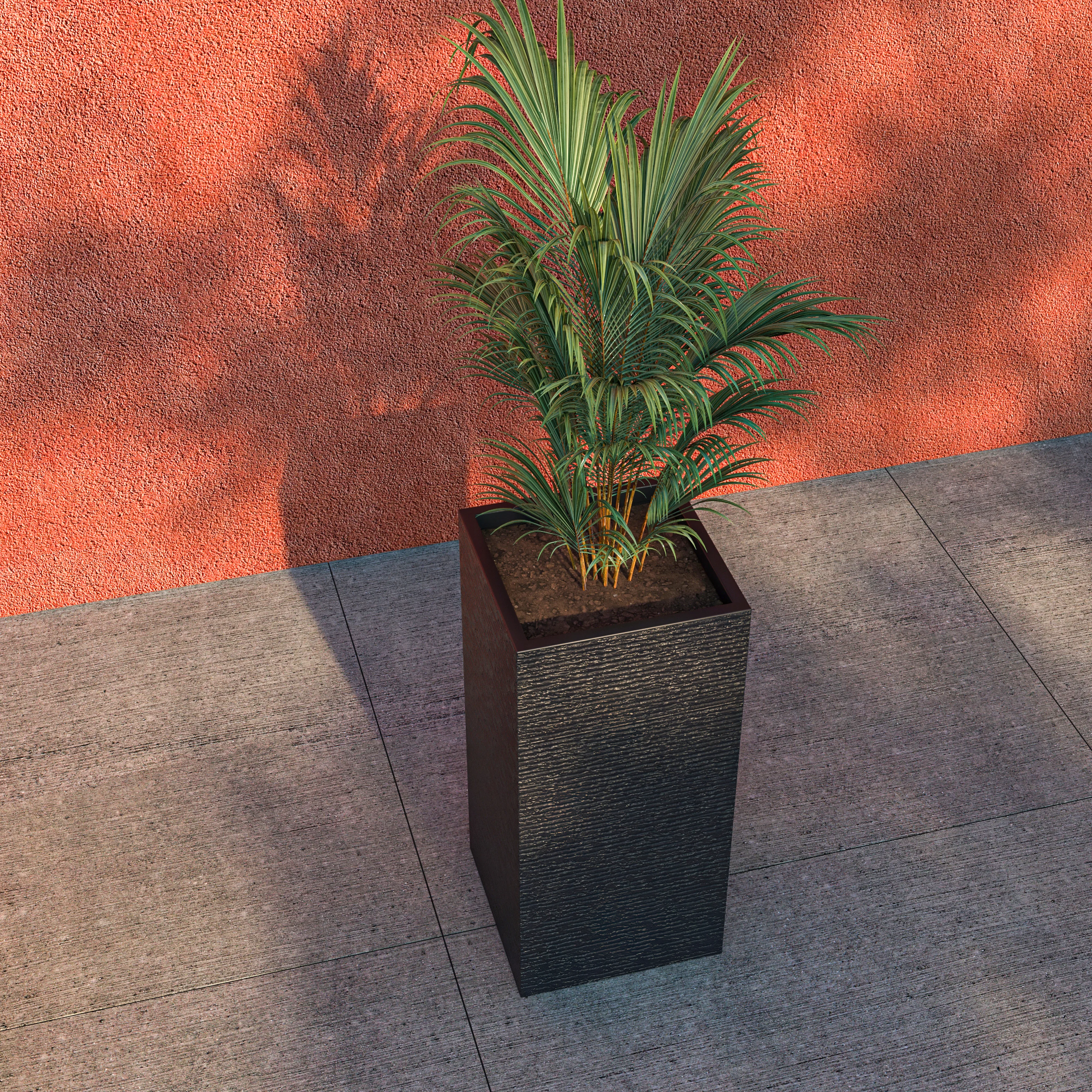 Basalt Series Poly Stone Planter 11" Square 23.6" High in Black