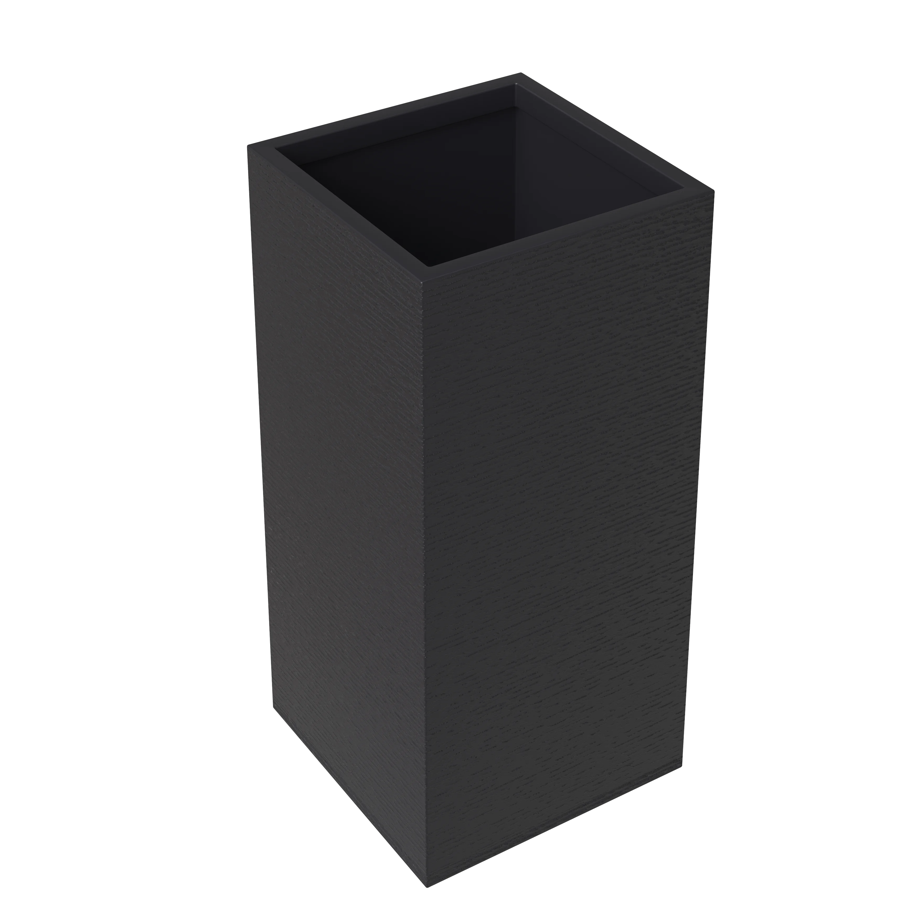 Basalt Series Poly Stone Planter 13.8" Square 27.6" High in Black