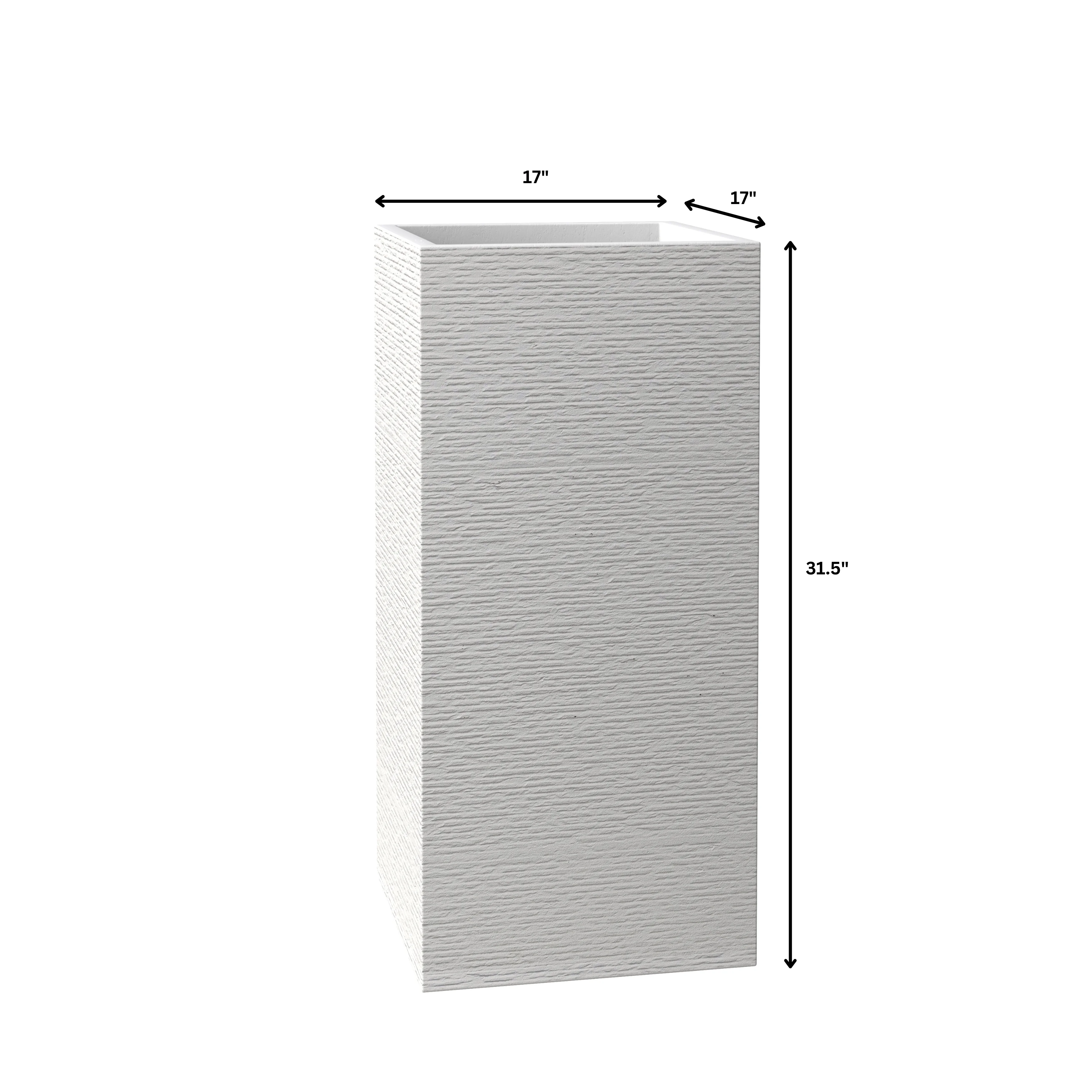 Basalt Series Poly Stone Planter 17" Square 31.5" High in White