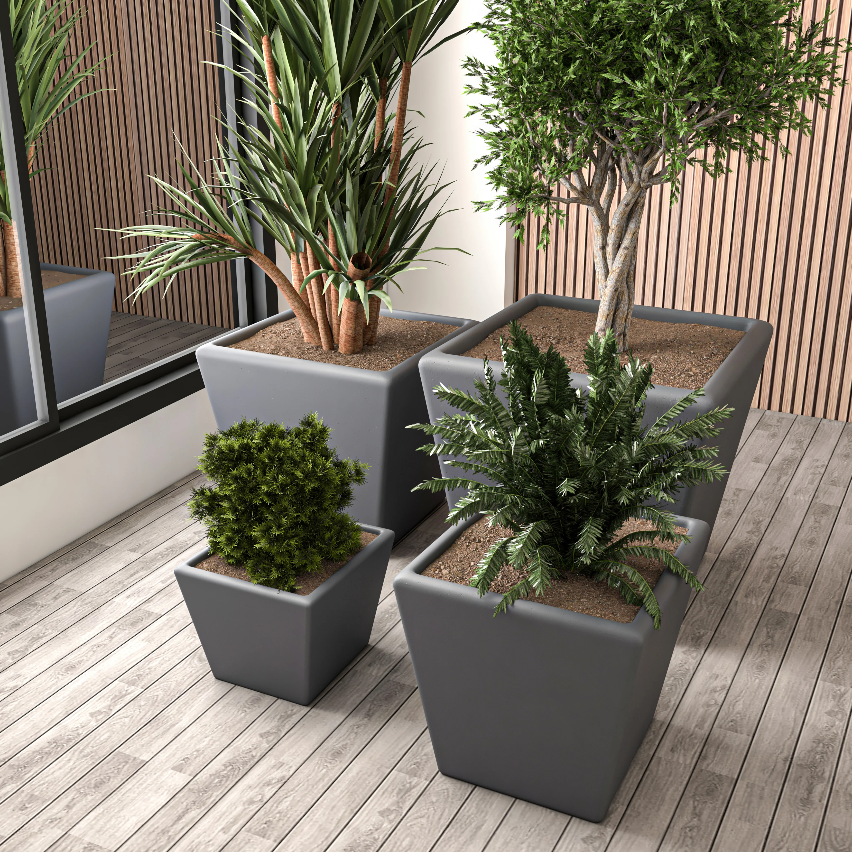 Blossom Planter set Dark Grey