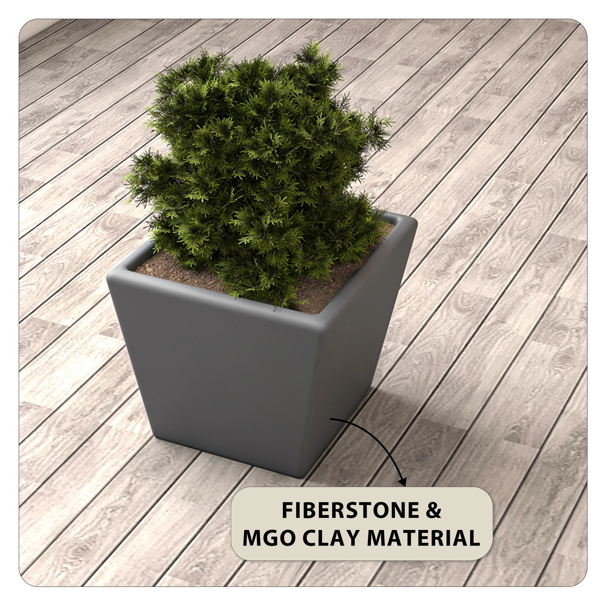 Blossom Series Poly Stone Planter in Dark Grey 9 Dia, 8.3 High