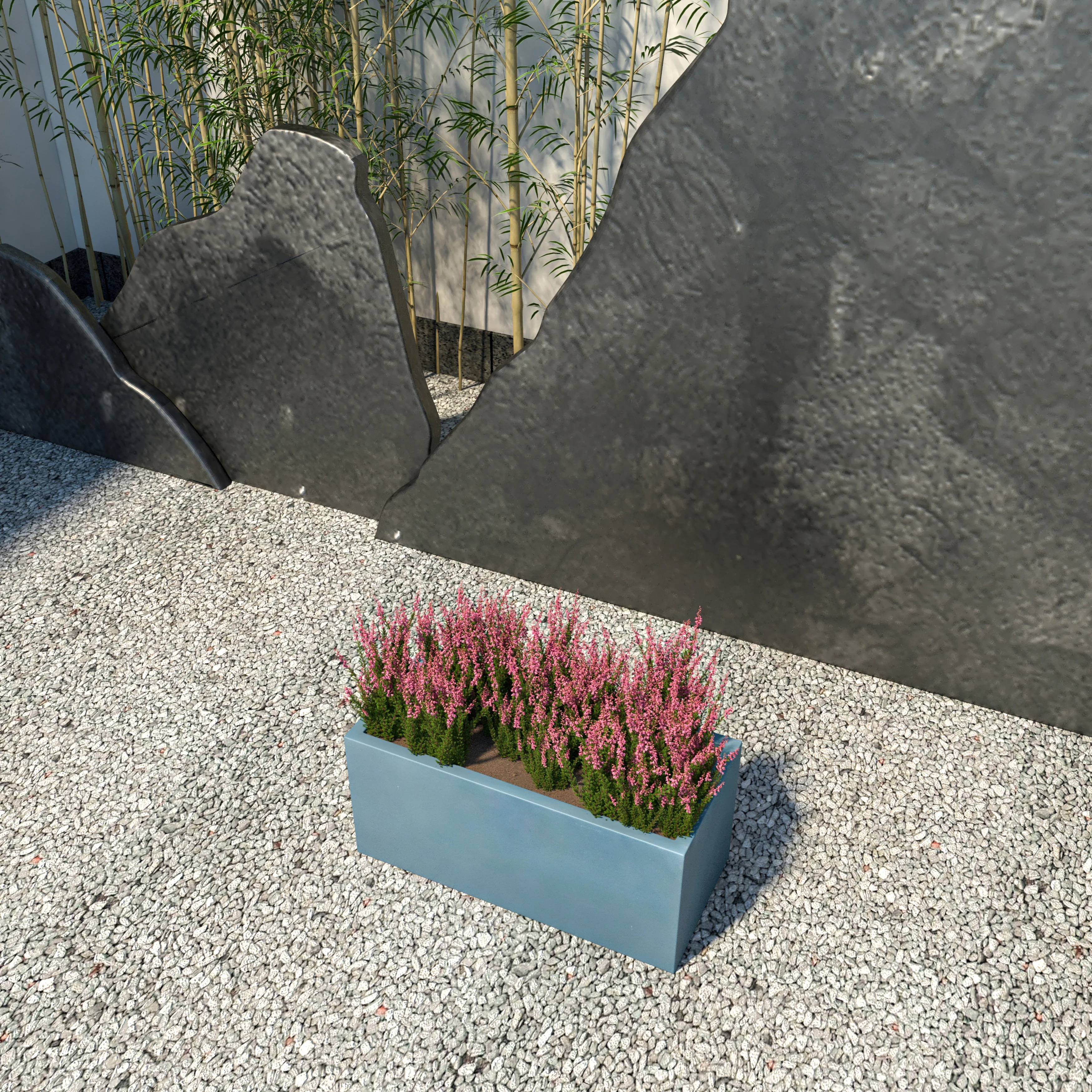 Bloom Series Poly Stone Planter 9" , 19.7" Long In Aged Concrete