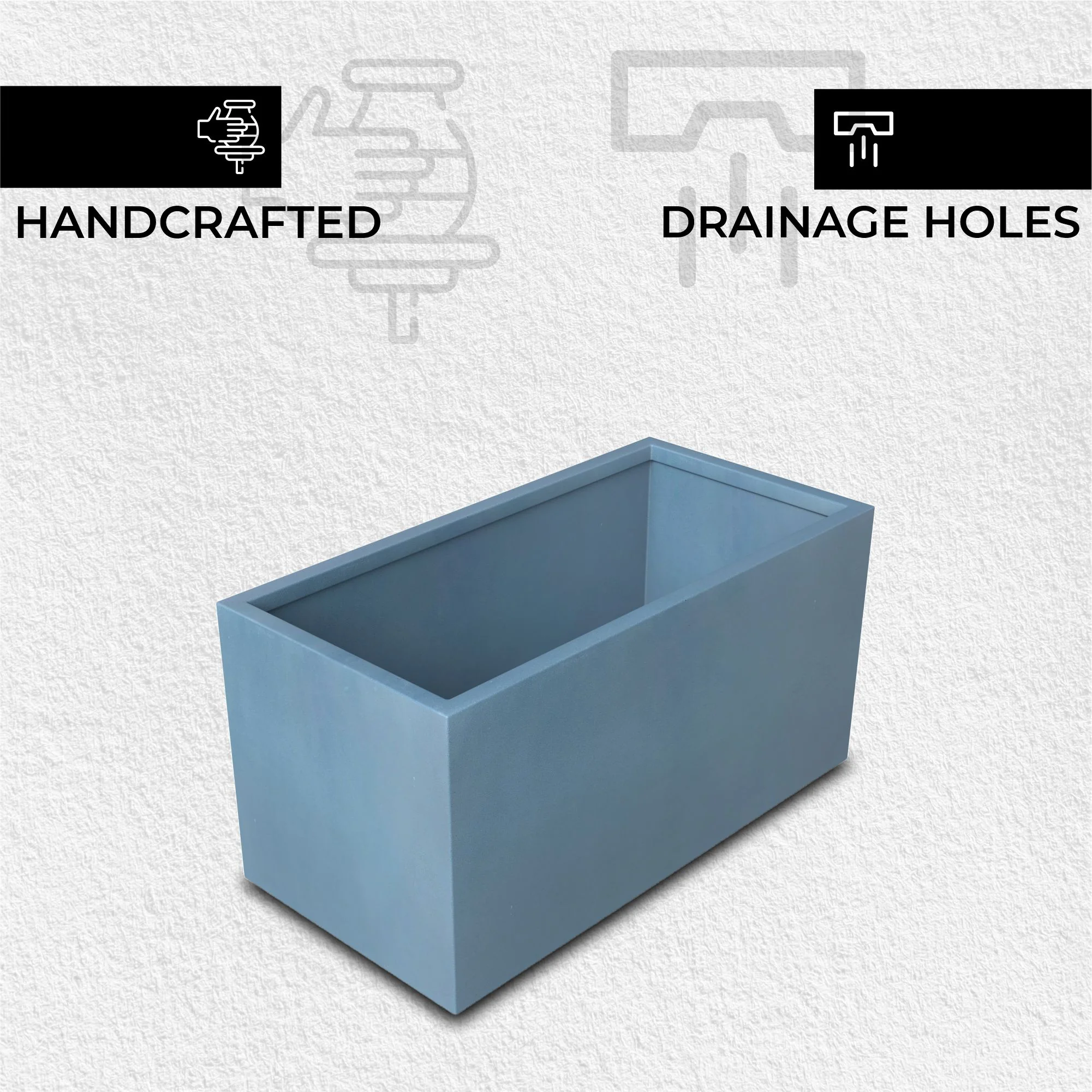 Bloom Series Poly Stone Planter 9" , 19.7" Long In Aged Concrete