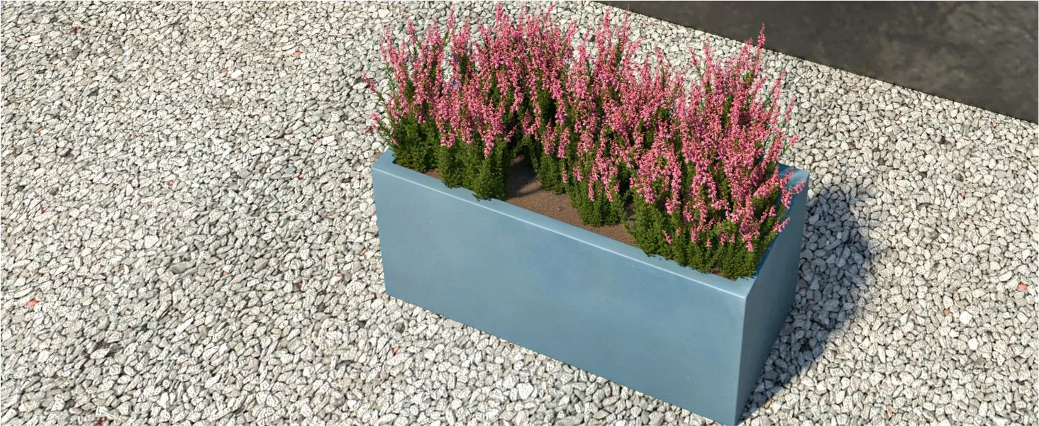 Bloom Series Poly Stone Planter 9" , 19.7" Long In Aged Concrete