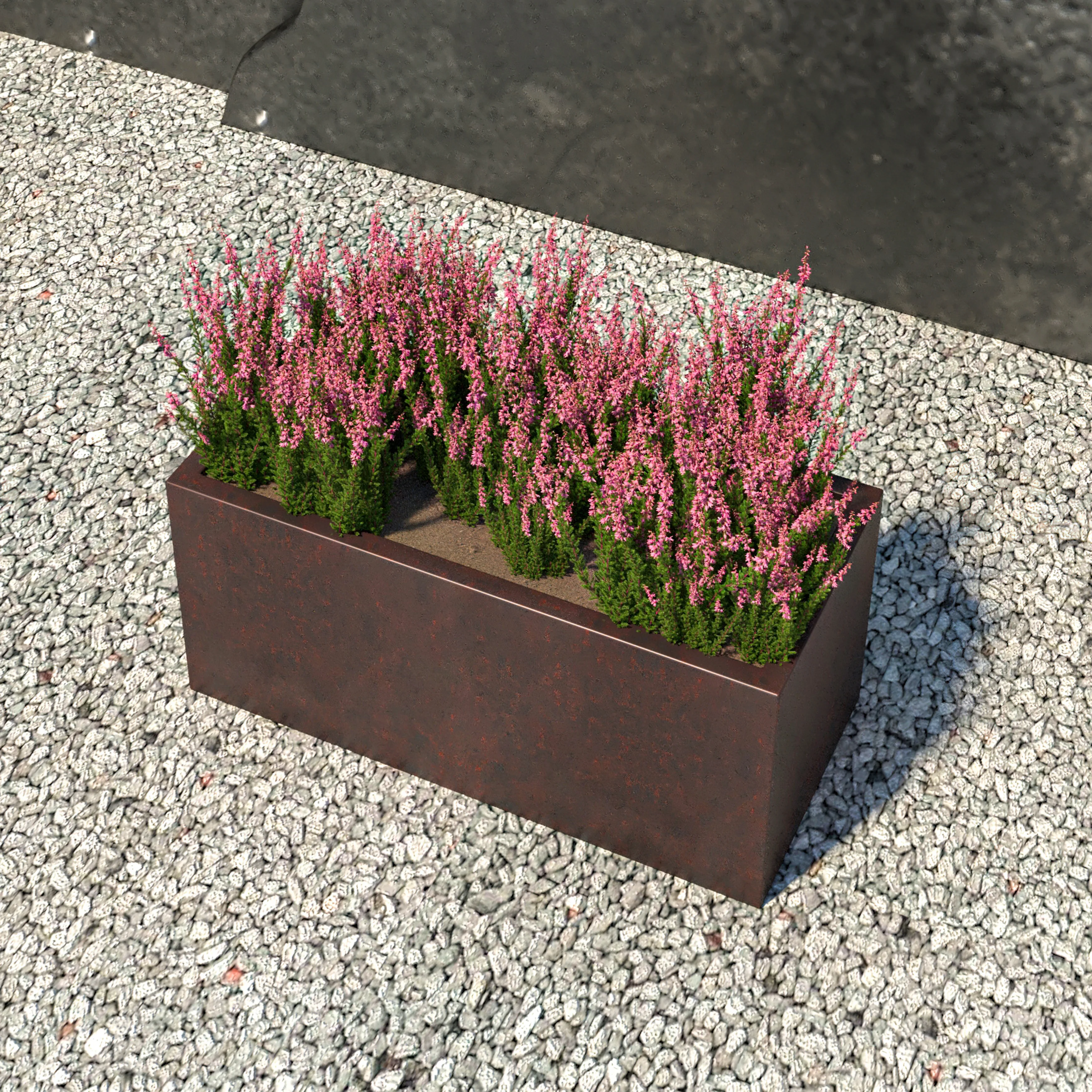Bloom Series Poly Stone Planter 9" , 19.7" Long In Brown