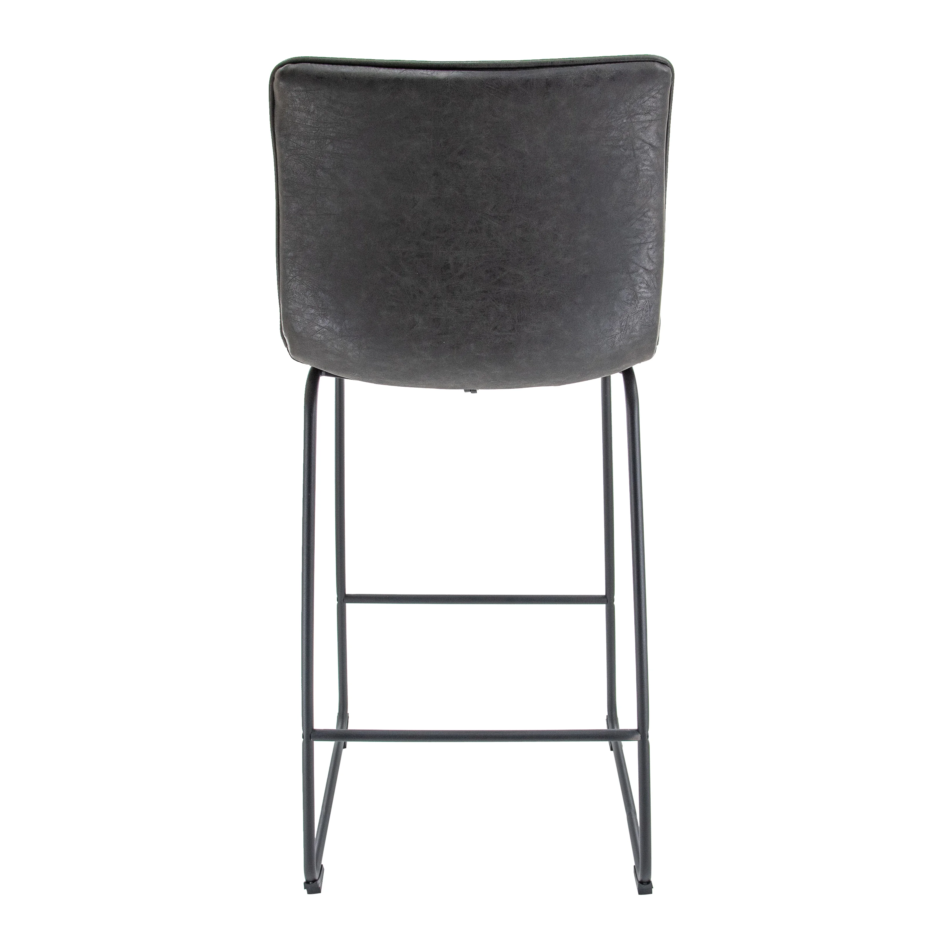 Brooklyn 29.9" Modern Leather Bar Stool With Black Iron Base & Footrest