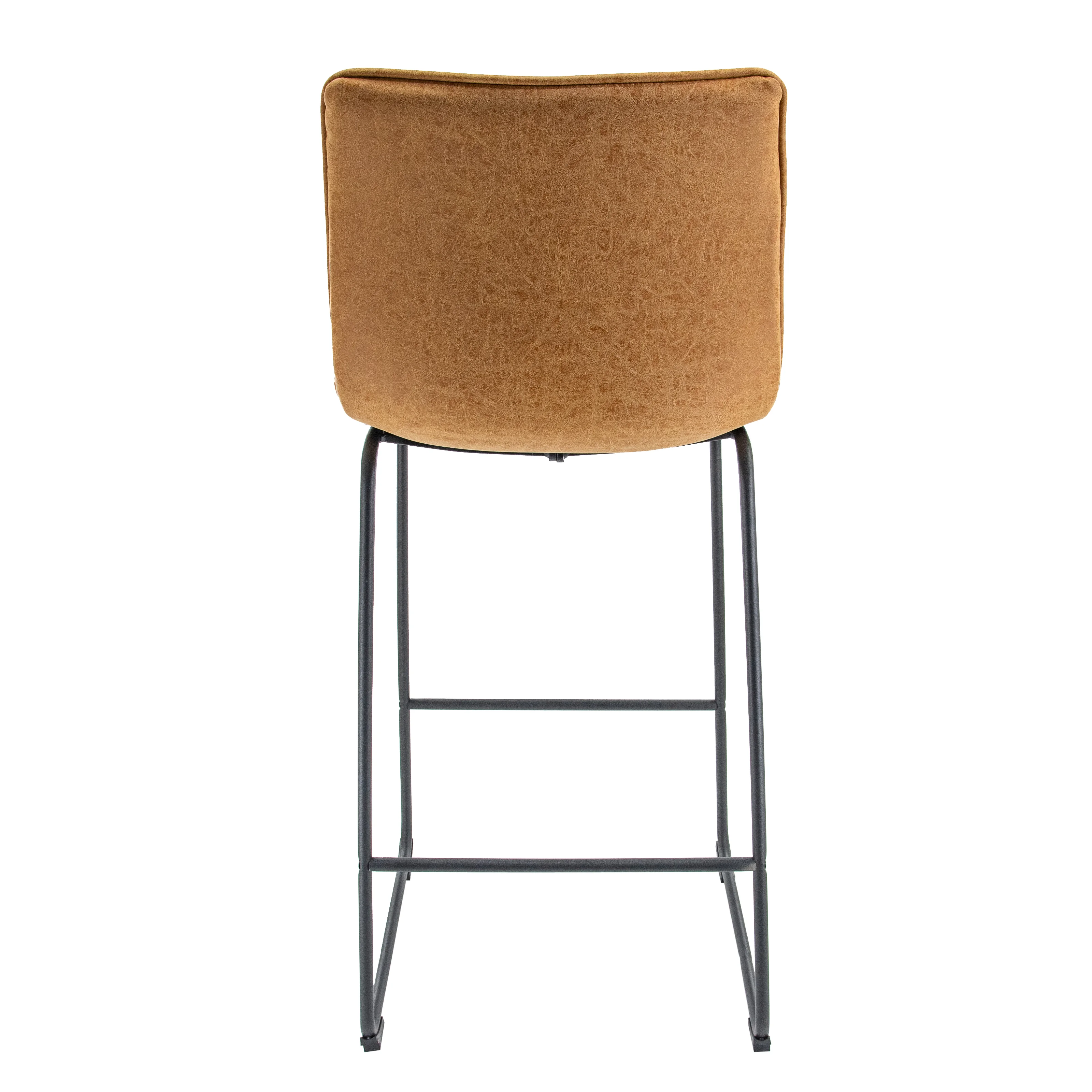 Brooklyn 29.9" Modern Leather Bar Stool With Black Iron Base & Footrest Set of 2