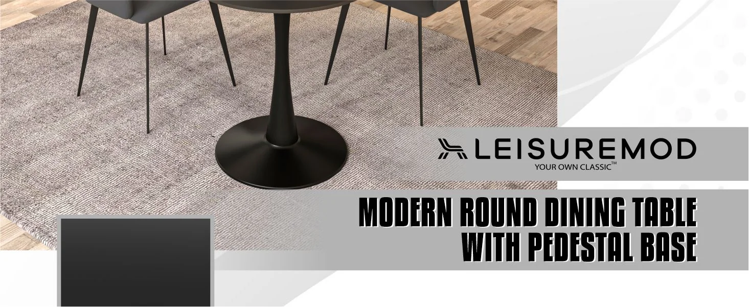 Leisyremod Bristol 24" Round Dining Table Black base with Black top
