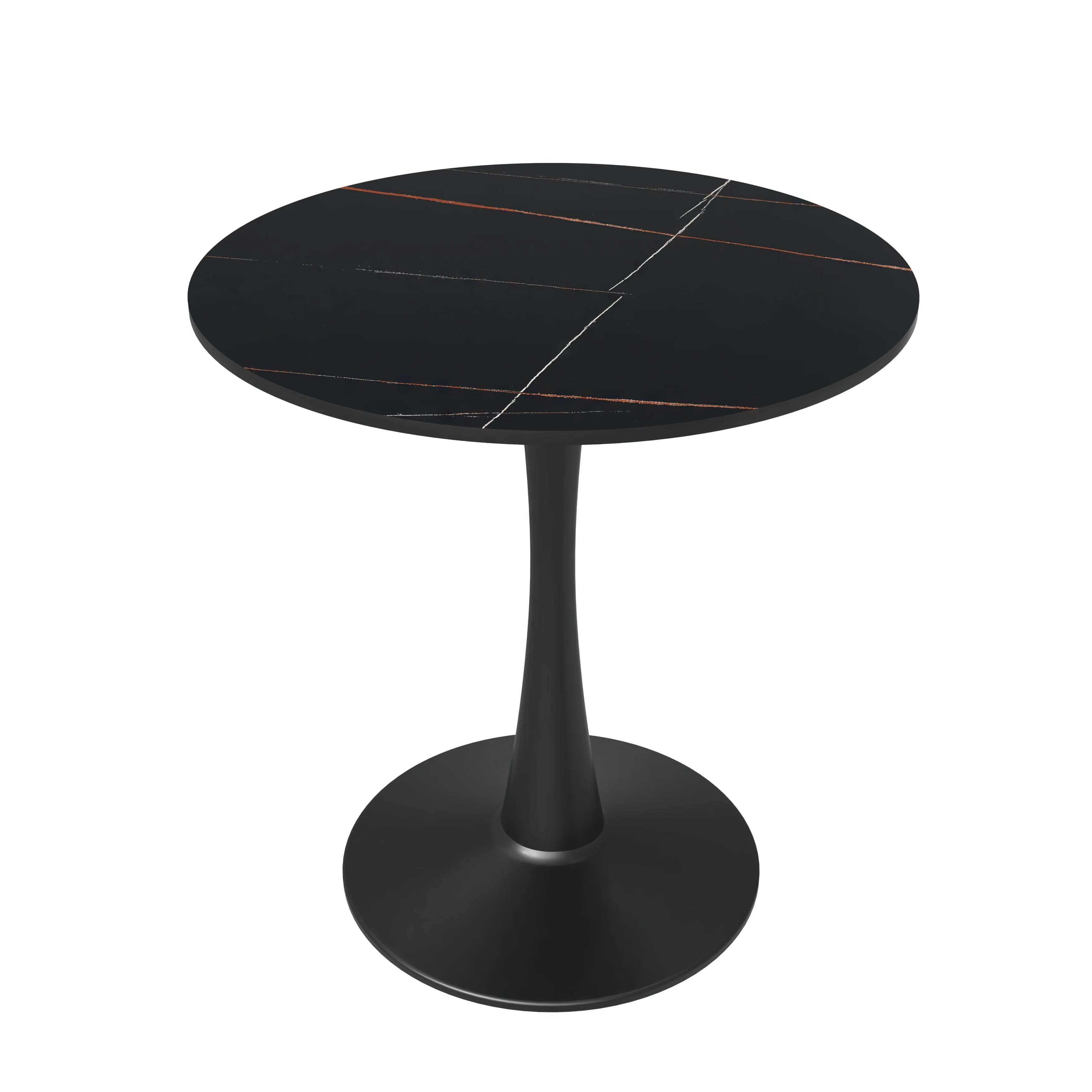 Bristol 24 round dining table Black base with Black Sintered stone Top